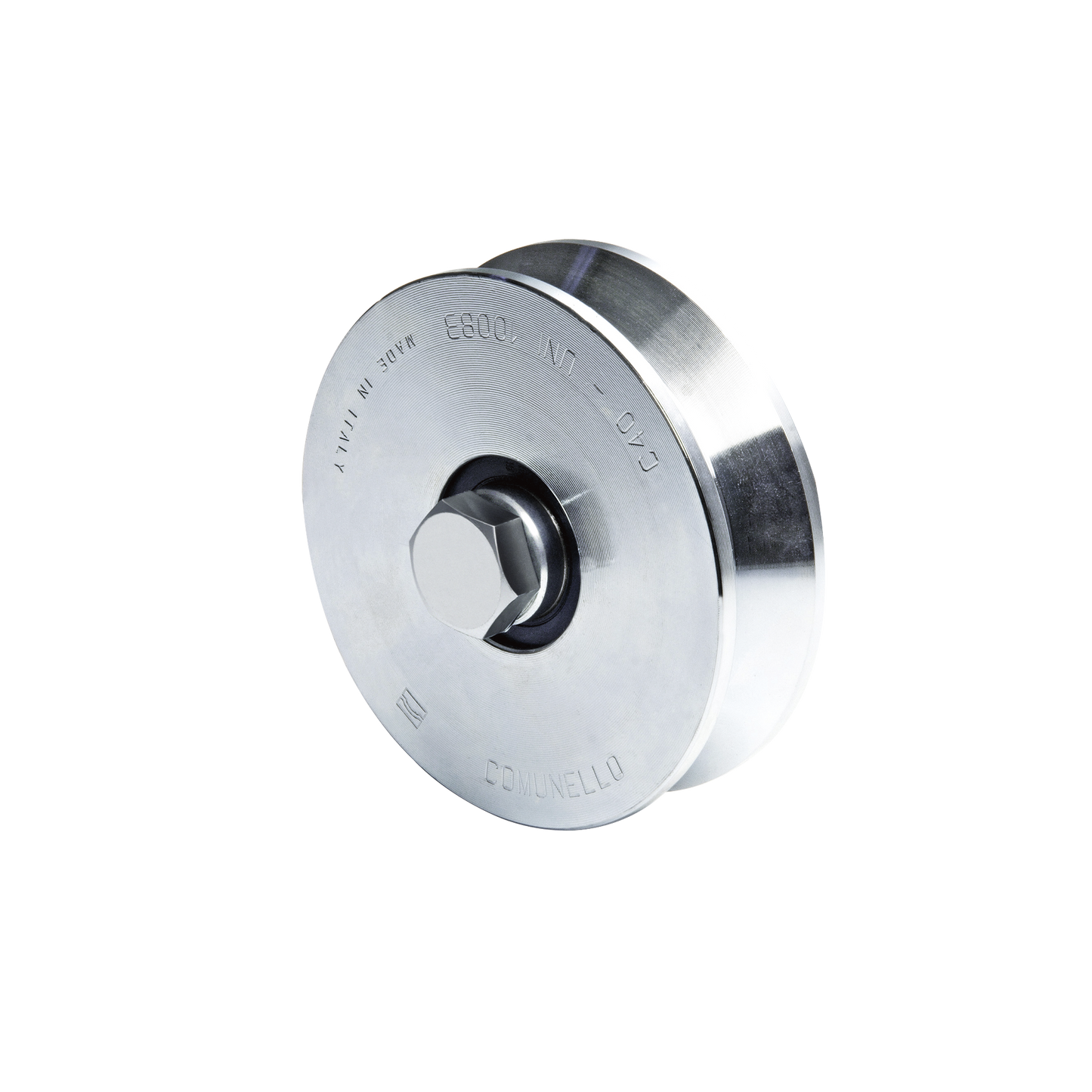 Rueda de 12 cm SIN Soporte Para Puertas Corredizas de Hasta 450 Kg / Canal Tipo "V"