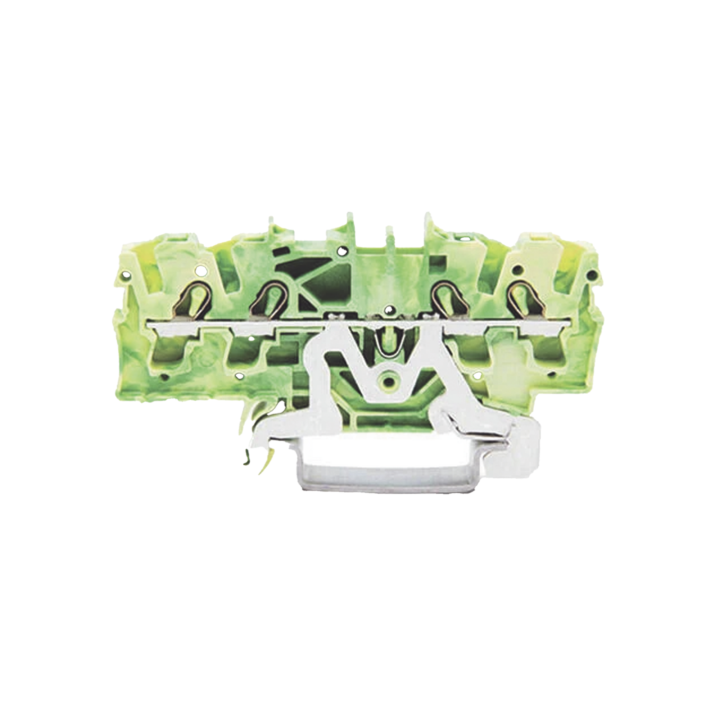 Borna de tierra para 4 conductores; 2,5 mm²; Apropiado para aplicaciones Ex e II; Marcaje lateral y central; para carril DIN 35 x 15 y 35 x 7,5; Push-in CAGE CLAMP®; 2,50 mm²; verde-amarillo