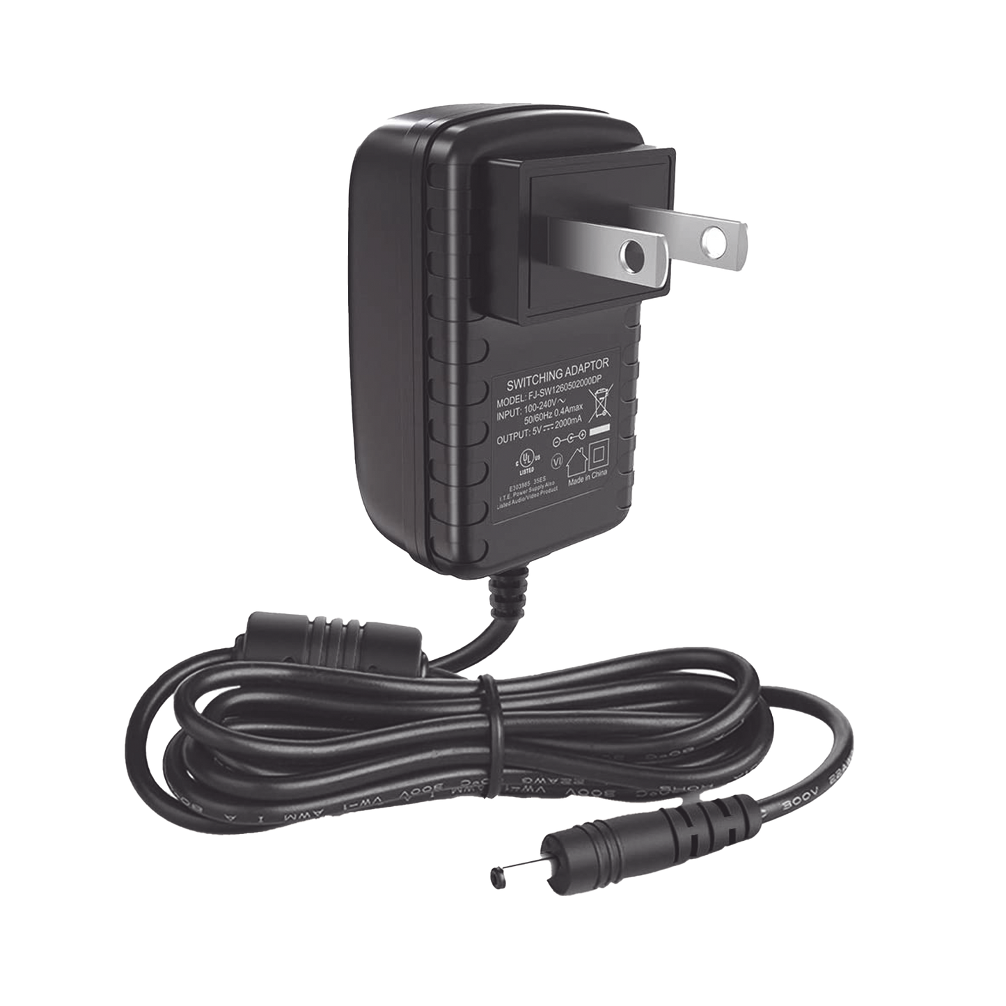 Adaptador de Corriente 5Vcc 2 A / Cable de 1.5 m / Centro Positivo / Anillo Magnético Anti-interferencias / Protección Contra Sobretensión - Sobrecalentamiento/ Diámetro Interior 1.35 mm / Diámetro Exterior 3.5mm