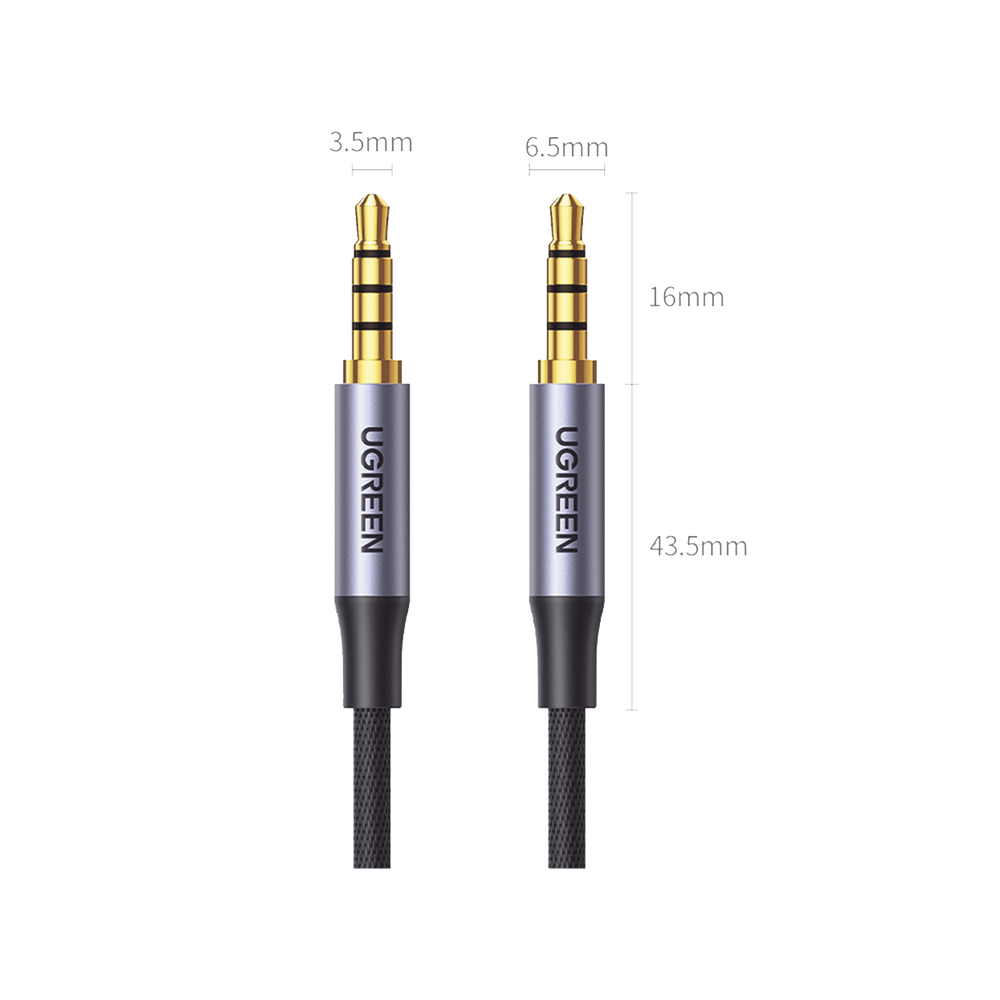 Cable Auxiliar de 3.5mm / Cable Audio Estéreo / Núcleo de Alambre de Cobre Esmaltado / Carcasa de Aluminio Azul + Nylon Trenzado / Soporta Micrófono / 2 Metros