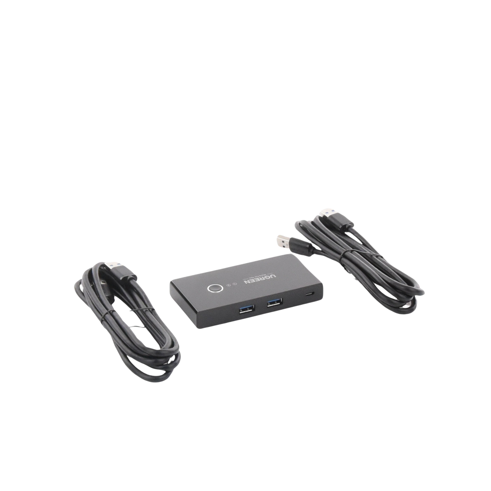 Conmutador USB para Compartir 4 Puertos USB 3.0 a 2 PC Ìs | Cambio Mediante Botón | Incluye Dos Cables USB de 1.5 m | ABS | Permite que 2 Usuarios Compartan 4 Dispositivos Periféricos USB3.0, como una impresora, un escáner, etc.
