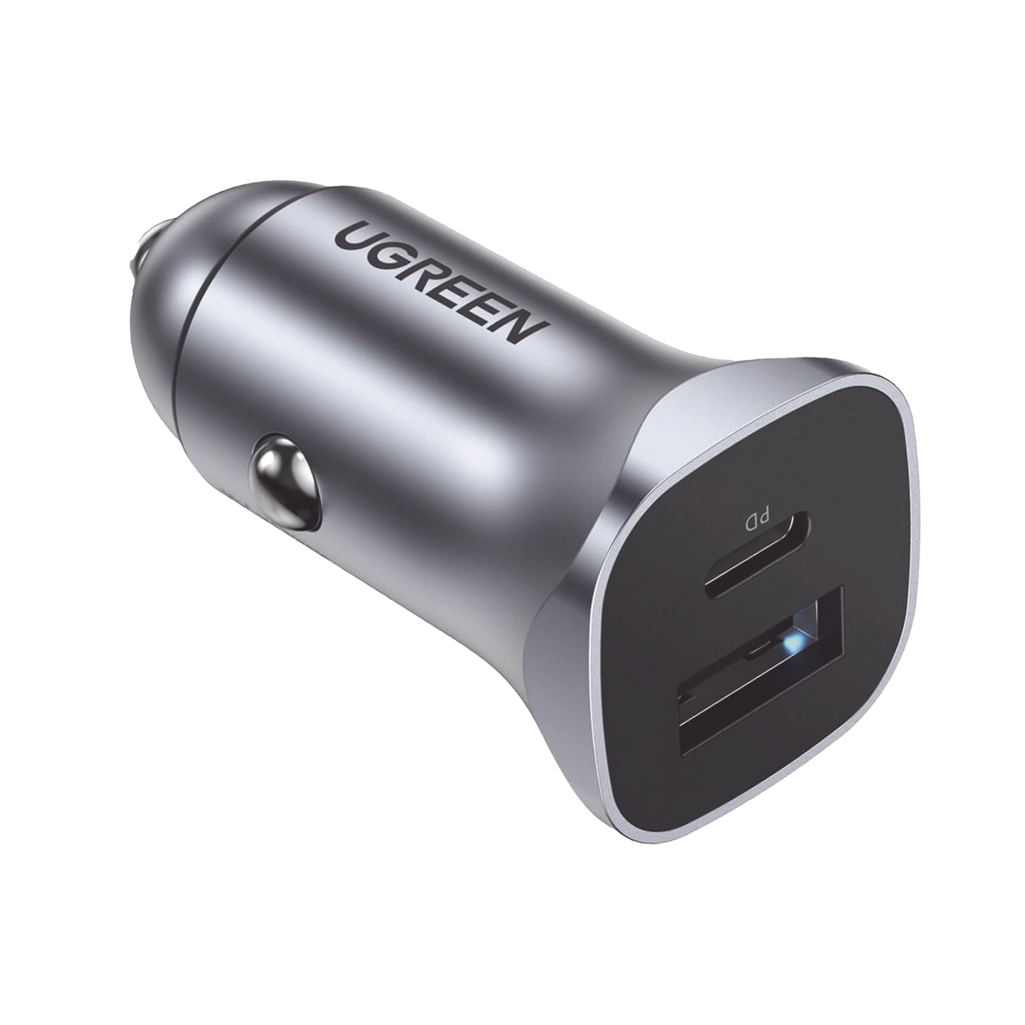 Cargador de Auto 24W | Puerto USB-A y USB-C | Carga Rápida | Compatible con Vehículos de 12 y 24 VCD | PD3.0 + QC3.0 | Indicador Led | Diseño Compacto | Chip Inteligente | Caja de Aluminio