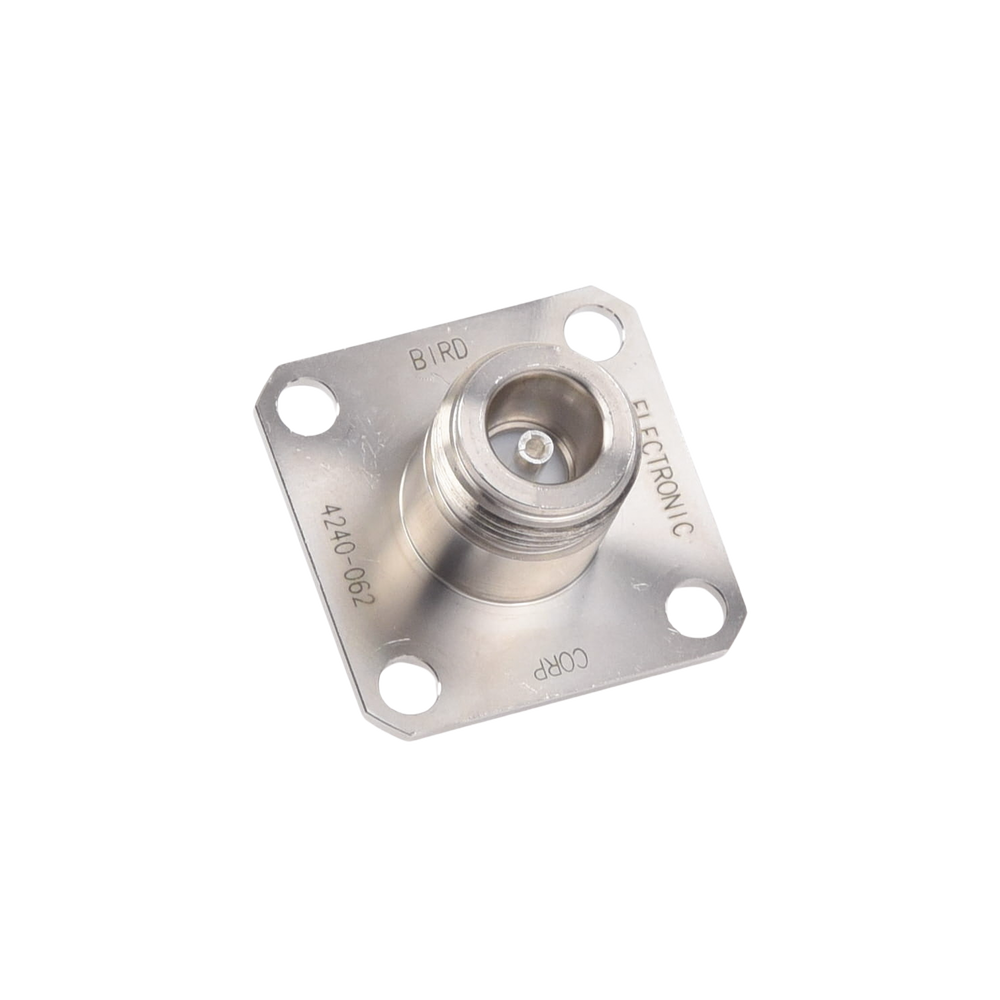 Conector N Hembra de Cambio Rápido / Wattmetro BIRD 43, 4304, 4 perforaciones a 18 mm, Níquel/ Plata/ Teflón.​