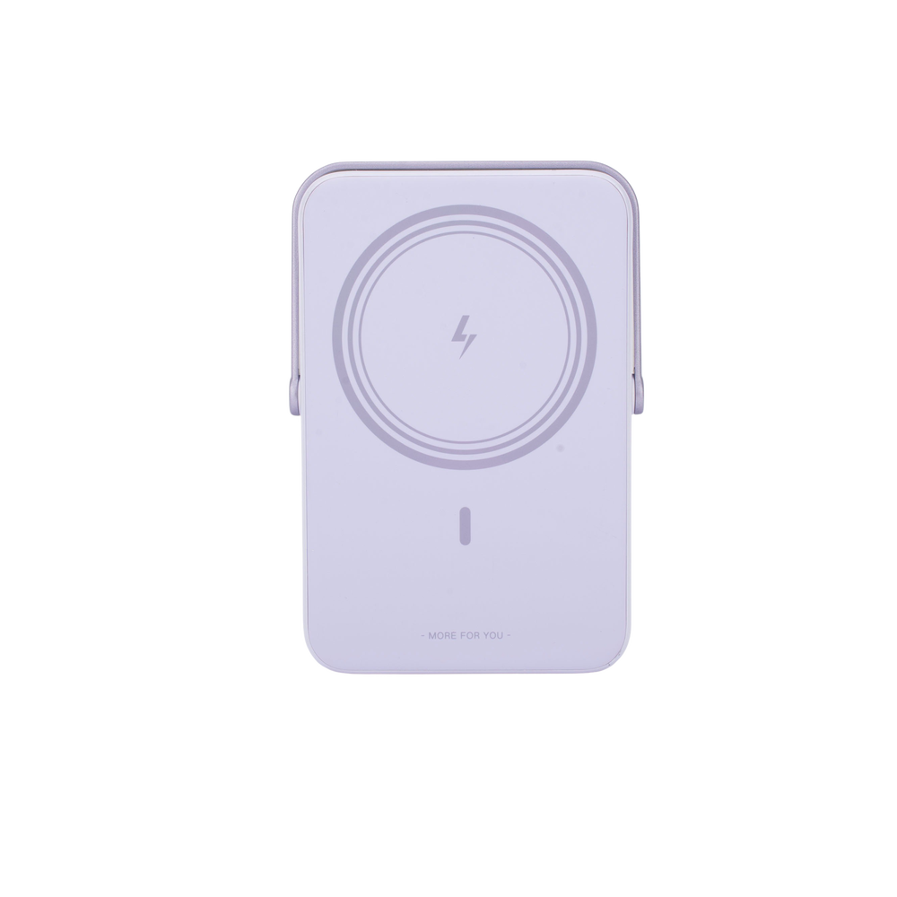 Power Bank Serie UNO Inalambrico | 10000mAh | 7.5W/20W | Con Emojis de Estado | Carga Rápida USB-C Bidireccional | Pantalla TFT Inteligente | Con Holder | Color Purple.