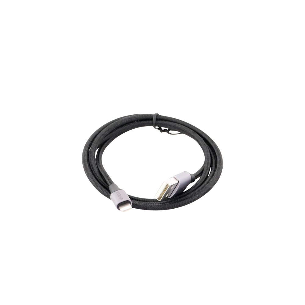 Cable USB-A a Lightning | 1 Metro (3.28 Pies) | Certificado MFi | Carga Rápida 5V/2.4 A | 480 Mbps | Conector C94 | Adecuado para iPhone, iPad y iPod | Protección Integrada | Caja de Aluminio | Nylon Trenzado | Color Negro