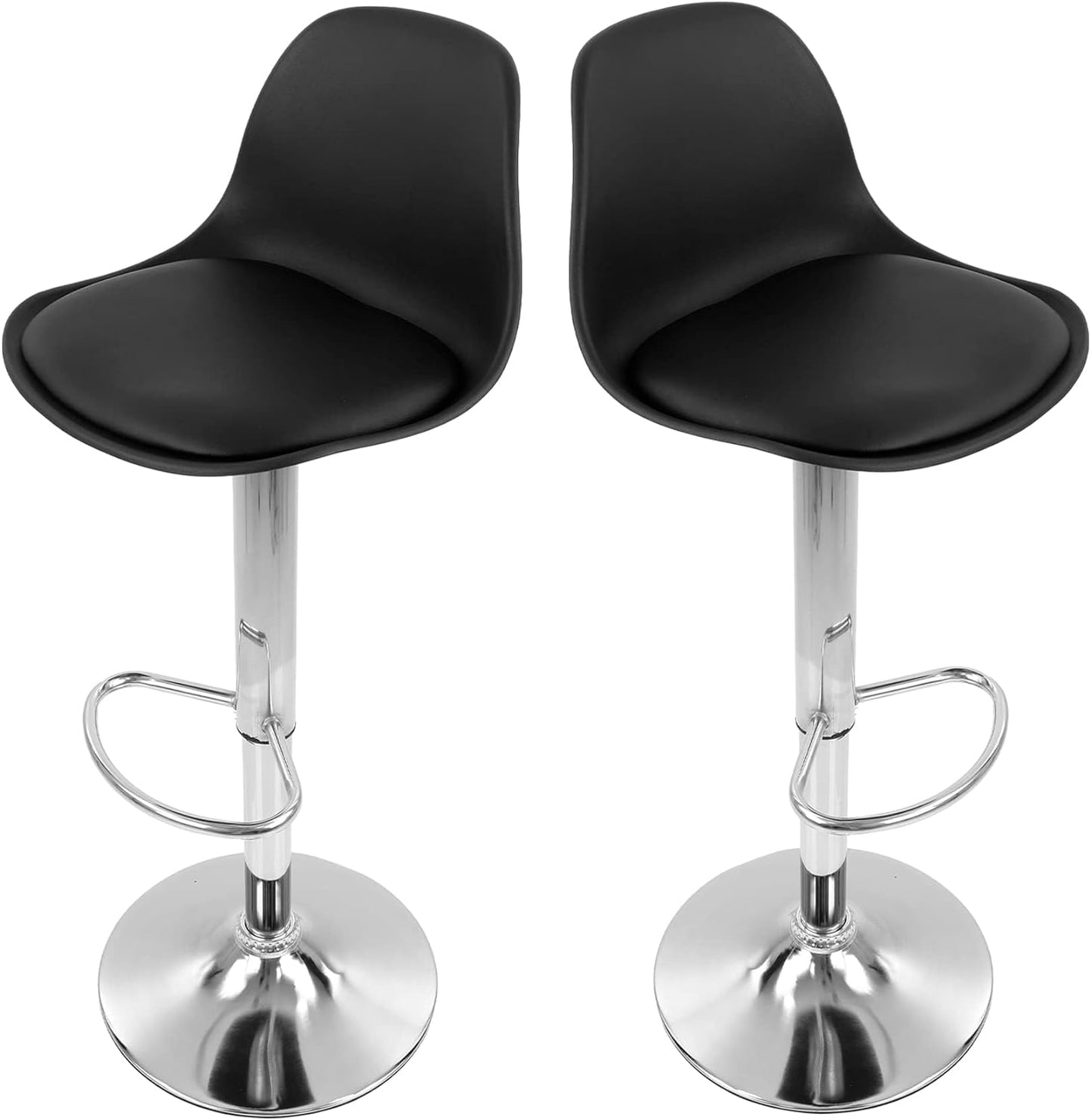 SET DE 2 BANCOS GIRATORIOS / OFICINA - BARRA- COMEDOR- ETC, Blanco, Gris y Negro