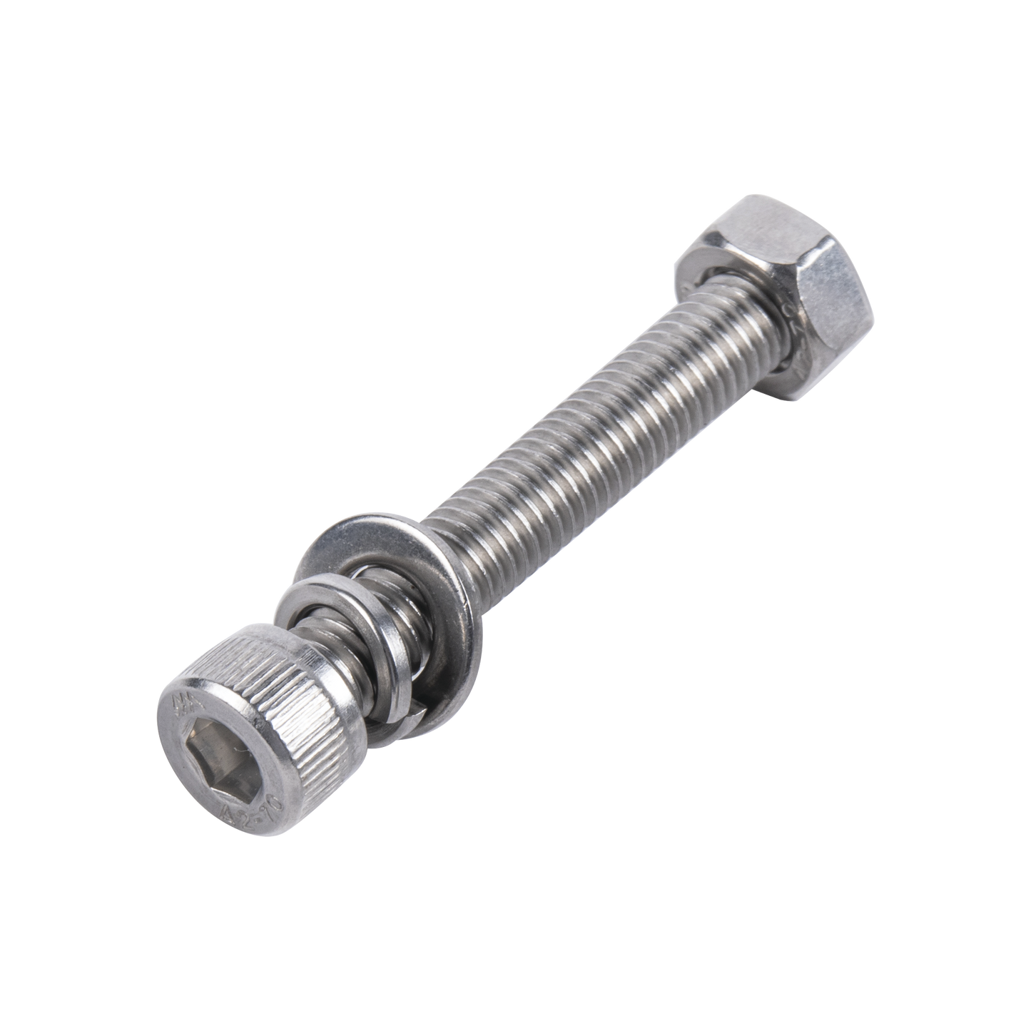 1 Tornillo Allen Milimétrico de Acero Inoxidable M8-1.25 x 40/ Con 1 Tuerca, 1 Arandela de Presión y 1 Plana / Para Montajes de Módulos Foto Voltaicos .