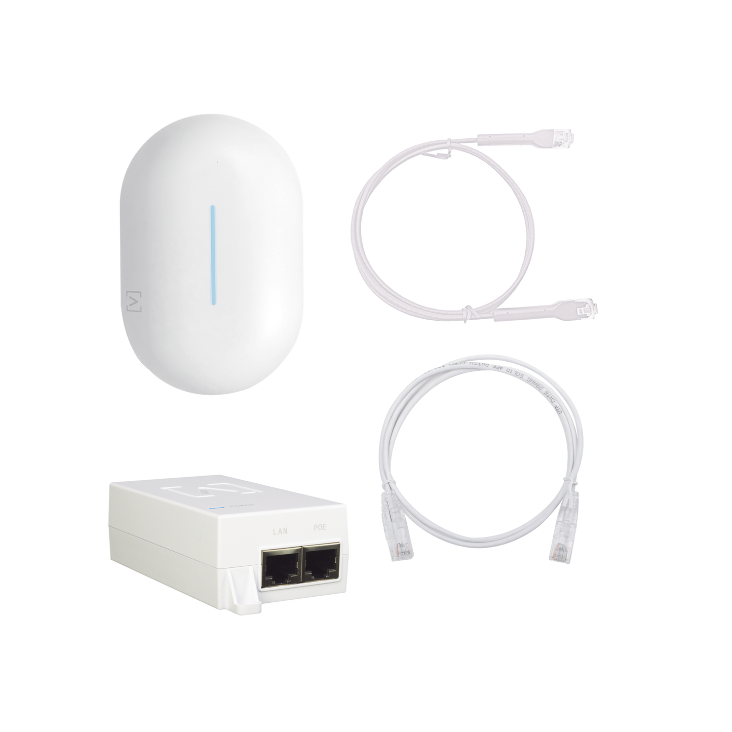 KIT Punto de Acceso Wi-Fi 6 AP6-Pro / 1 Inyector POE 802.3at / 1 Patchcord de 1 Metro + 1 Patchcord de 3 Metros Ideal para Instalación de Hotspot / compatible con la plataforma PURPLE