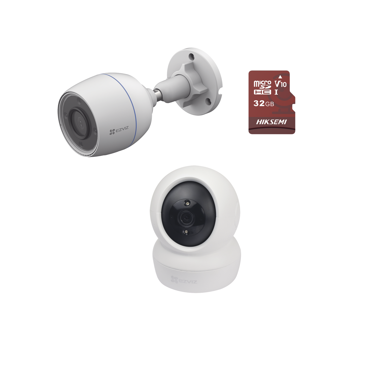 Kit de cámaras WiFi / Incluye 1 pieza C6N  Para Uso en Interior / 1 pieza CS-H3C Para Uso en Exterior / 1 PZA Micro SD HS-TF-E1/32G / Detección de Movimiento / Notificaciones Instantáneas