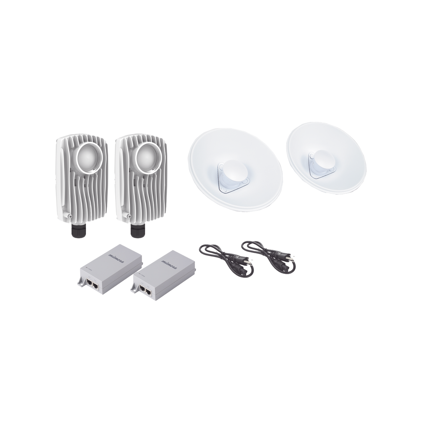 Kit de 2 radios C6X con 2 antenas de (20 dBi), rango de frecuencia extendida (5.1 a 6.4 GHz), incluye inyector POE, cable de alimentación y 2 FLEXIMOUNT-XL para alineación