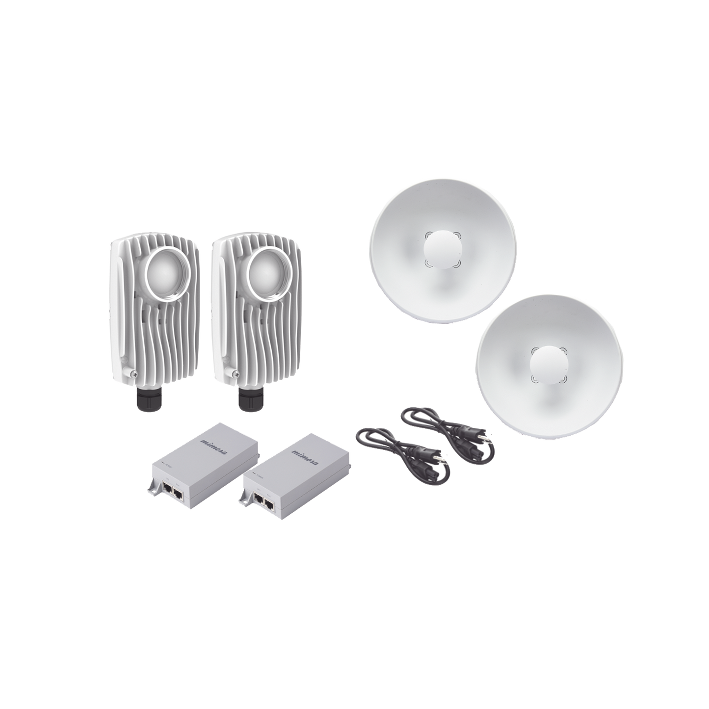 Kit de 2 radios C6X con 2 antenas de (25 dBi), rango de frecuencia extendida (5.1 a 6.4 GHz), incluye inyector POE, cable de alimentación y 2 FLEXIMOUNT-XL para alineación