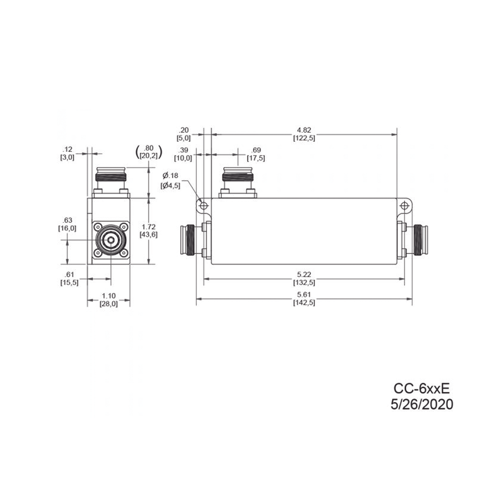 Acoplador direccional 20dB 617-5925MHz 300W-161dBc 4.3-10 IP67