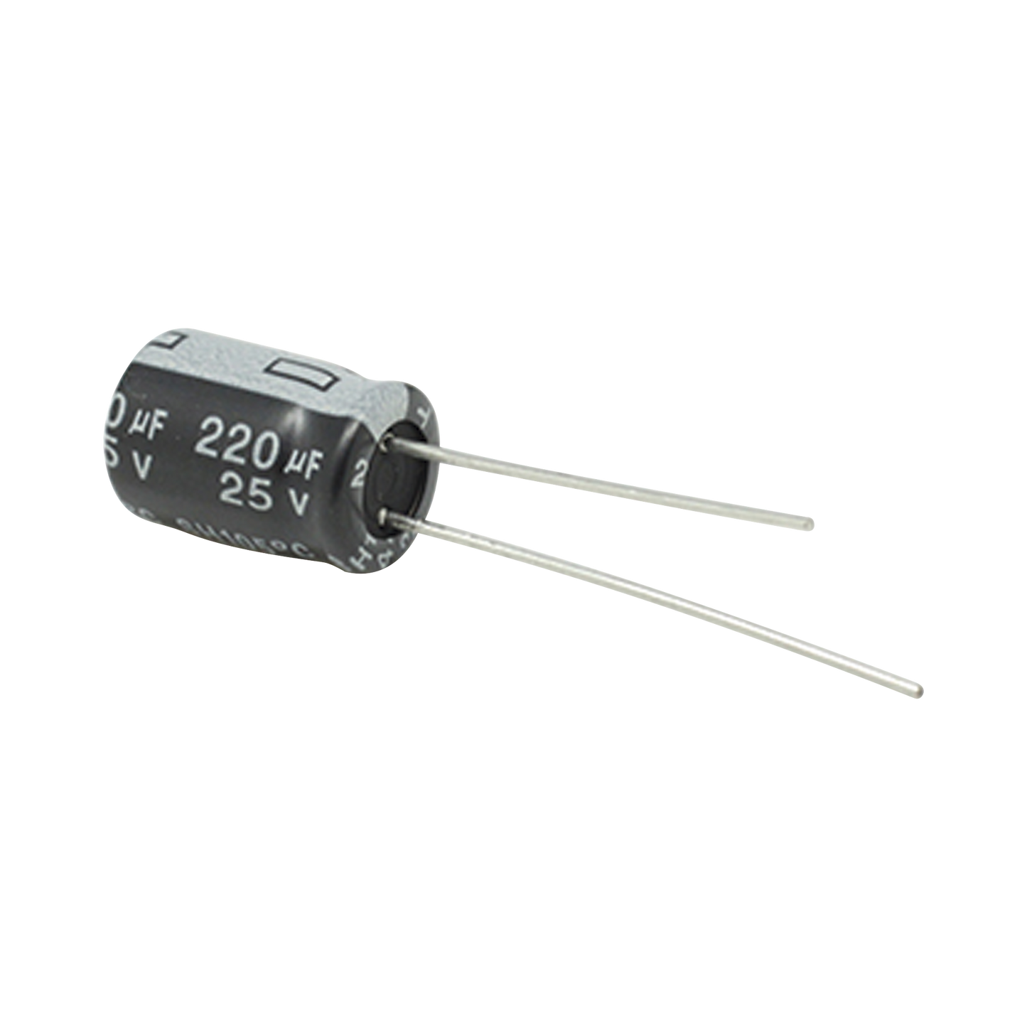 Capacitor Electrolítico de Aluminio, Radial de 220 µFd, 25 Vcc, 105 °C, 8 x 11 mm, .