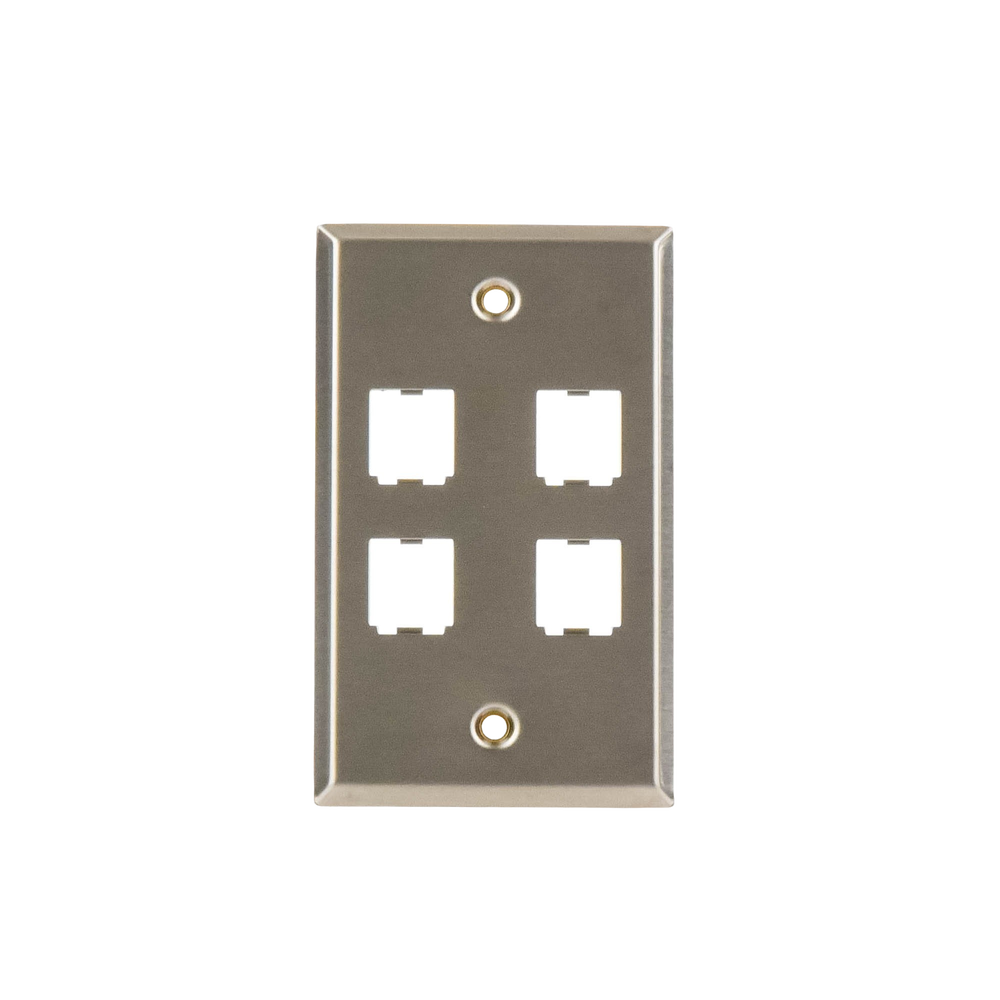 Placa de Pared Vertical, de Acero Inoxidable, Salida Para 4 Puertos Mini-Com