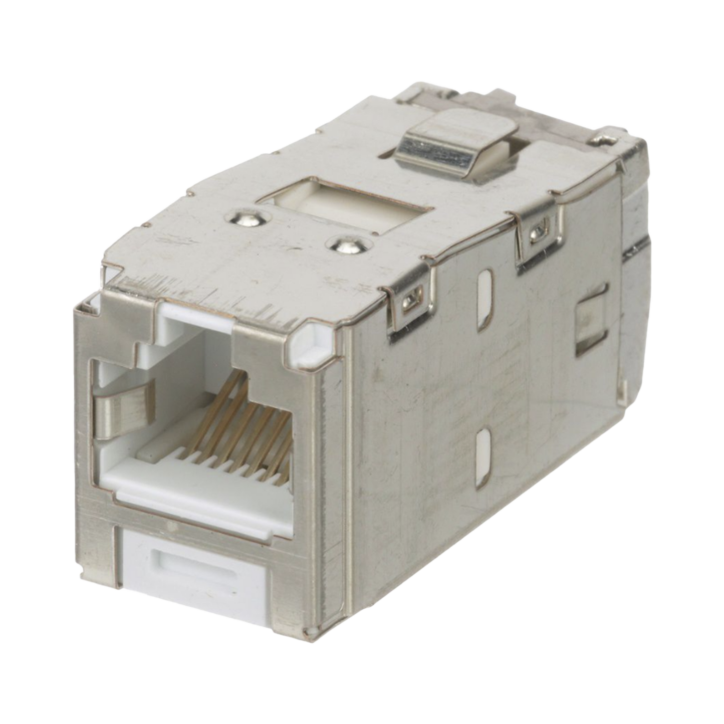 Conector Jack RJ45 Blindado, Estilo TG, Mini-Com, Categoría 6A, de 8 Posiciones y 8 Cables, Color Blanco
