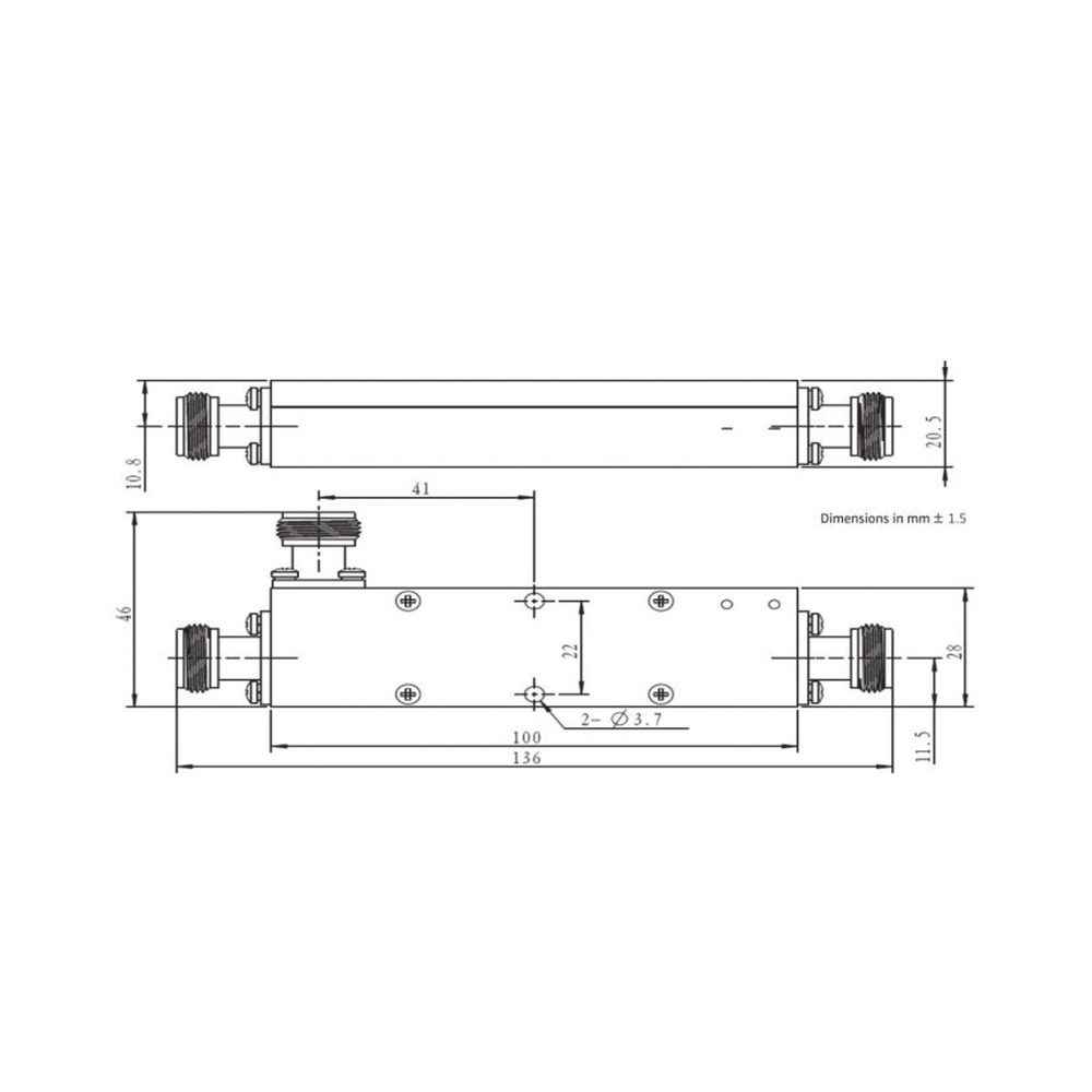 Acoplador direccional 7dB 694-2700 50W tipo N