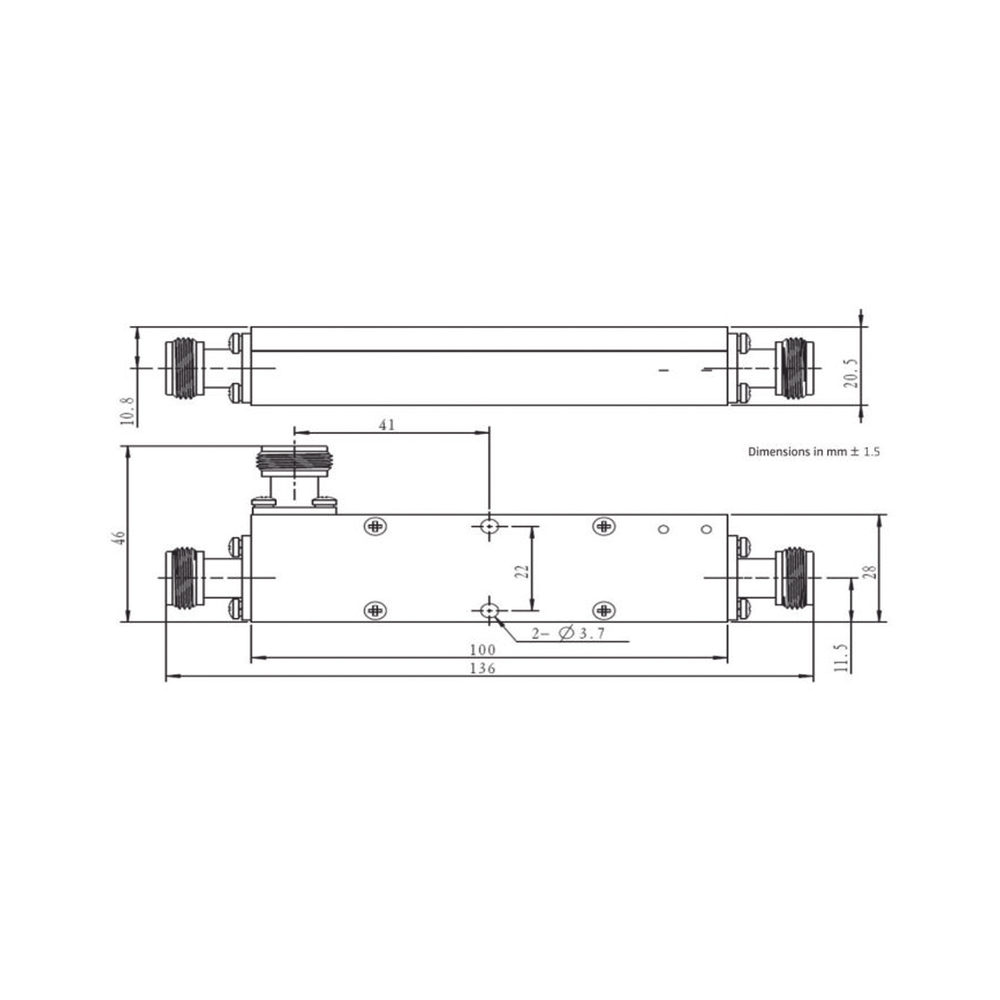 Acoplador direccional 13dB 694-2700 50W tipo N