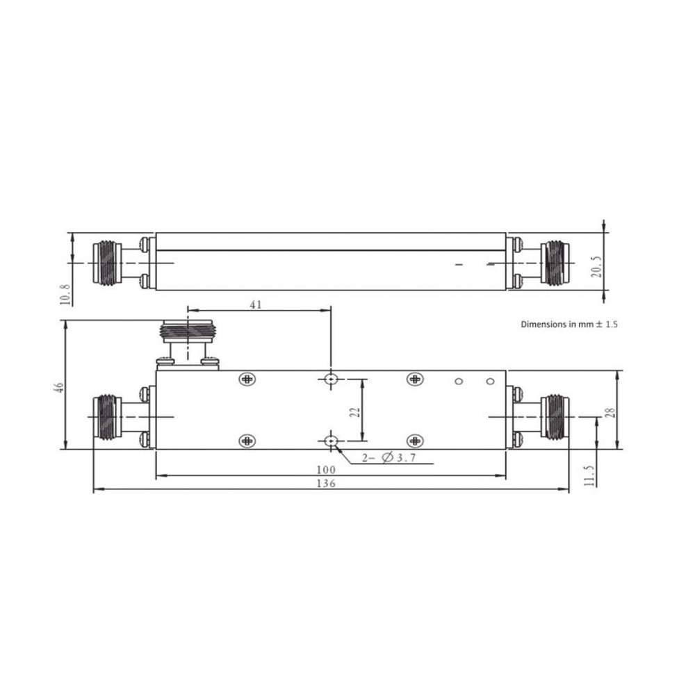 Acoplador direccional 15dB 694-2700 50W tipo N