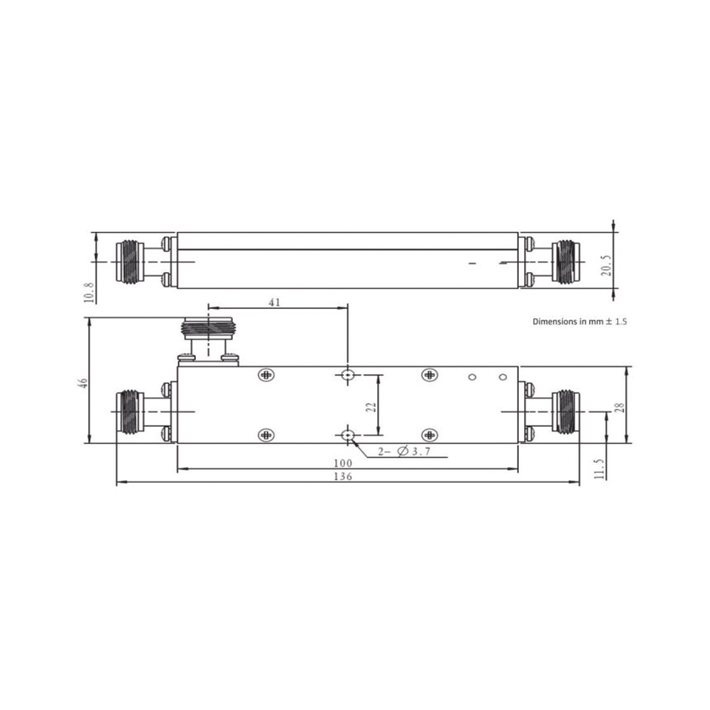 Acoplador direccional 20dB 694-2700 50W tipo N