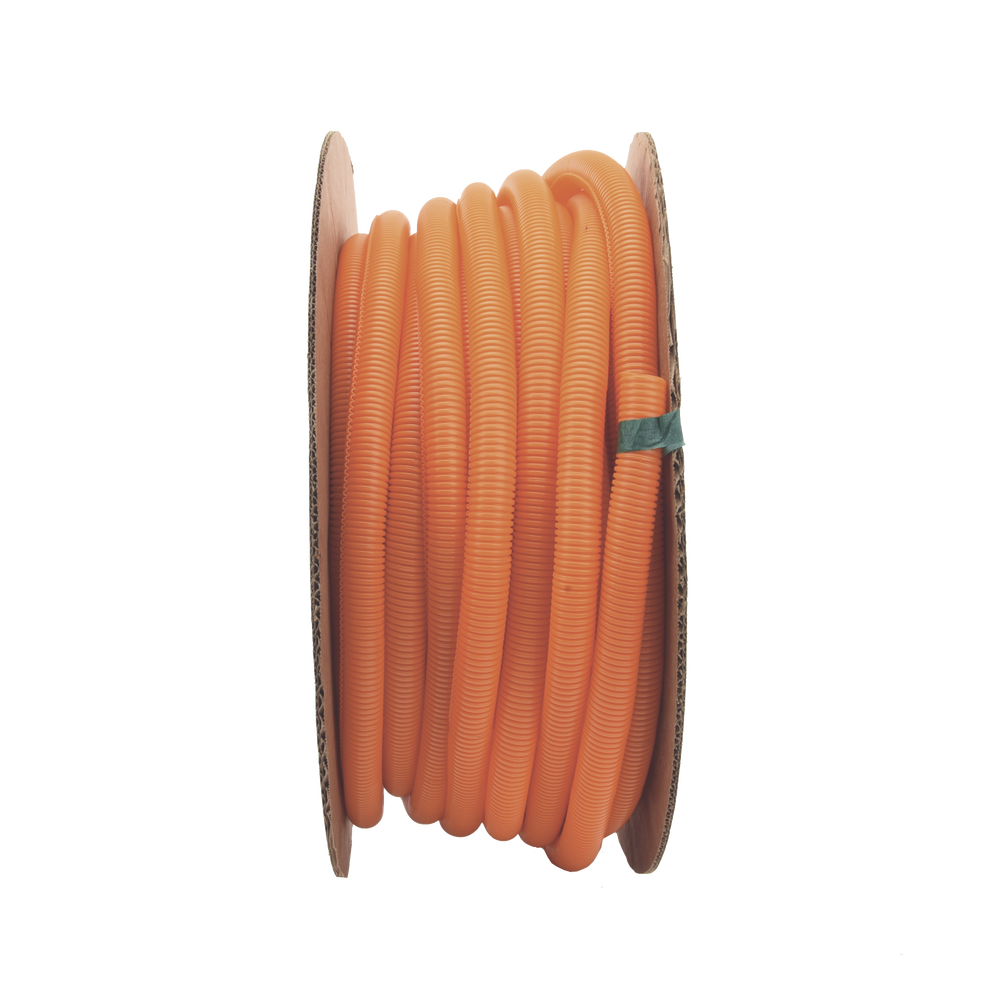 Tubo Corrugado Abierto para Protección de Cables, 1in (25.4 mm) de Diámetro, 30.5 m de Largo, Color Naranja
