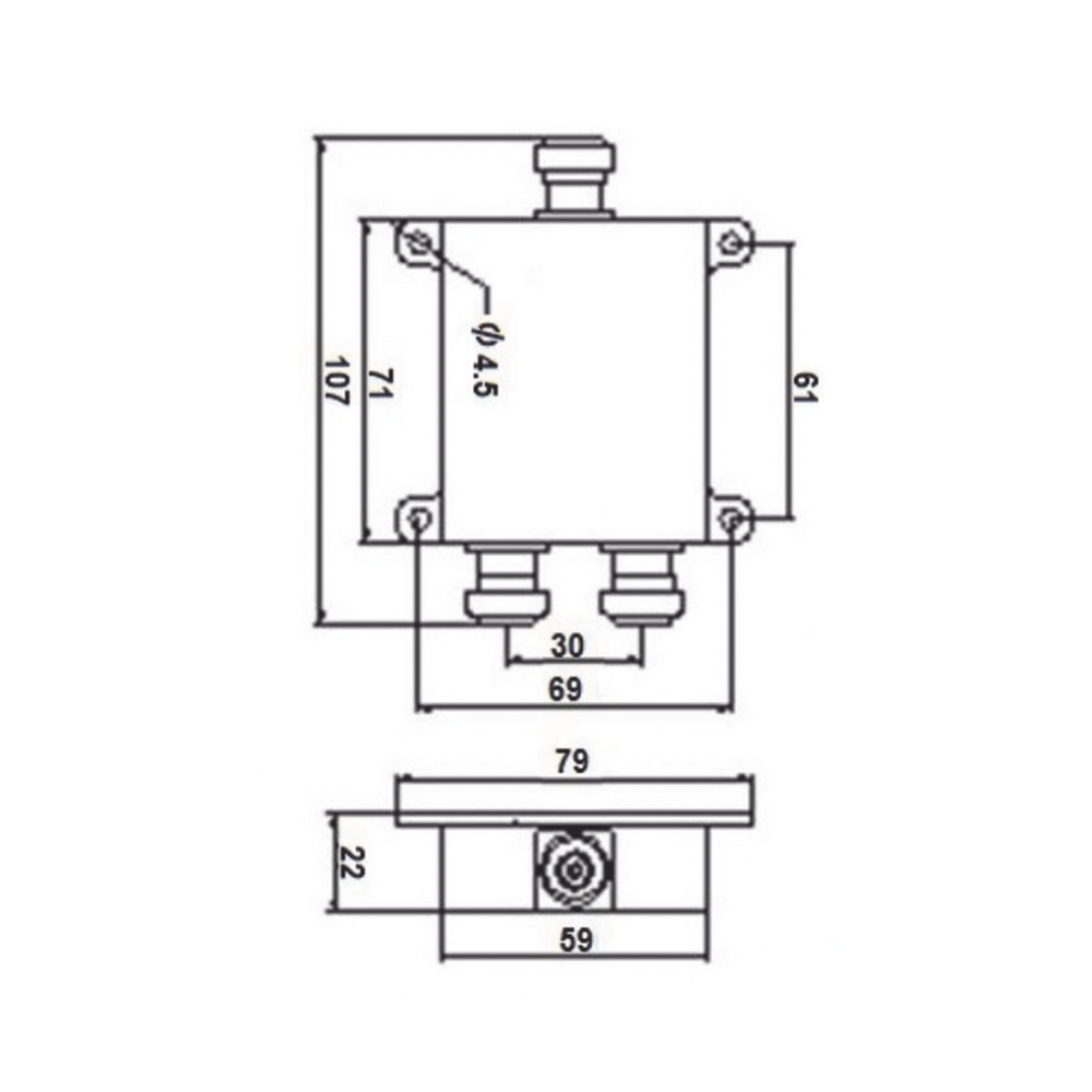 DIVISOR WILKINSON DE 2 VIAS 694-2700MHz 50W -154DBC TIPO N 4.3-10 IP67