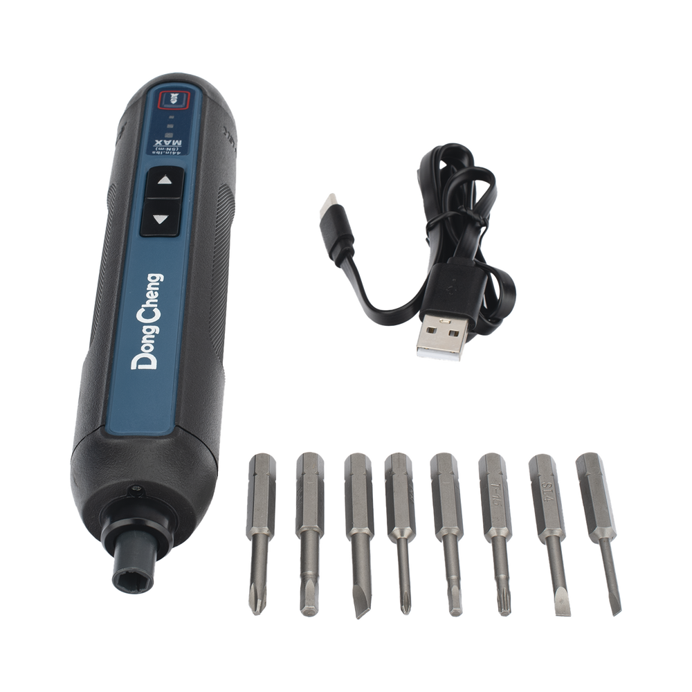Destornillador Inalámbrico Recargable 4V / Batería 2.0Ah / Par Máximo 5.0 Nm / Portabrocas Hexagonal 1/4 in / 8 Puntas Magnéticas con Estuche