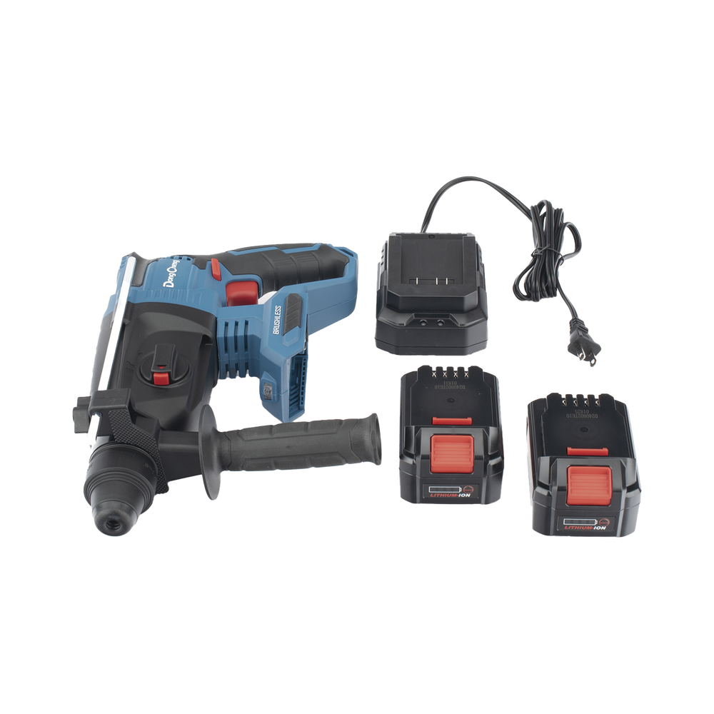 Martillo Perforador Inalámbrico SDS-PLUS 20V / Motor Brushless / 3 Modos Taladro Percusión Demolición / 2.7 J Energía de Impacto / 2 Baterías 4.0Ah con Cargador y Estuche