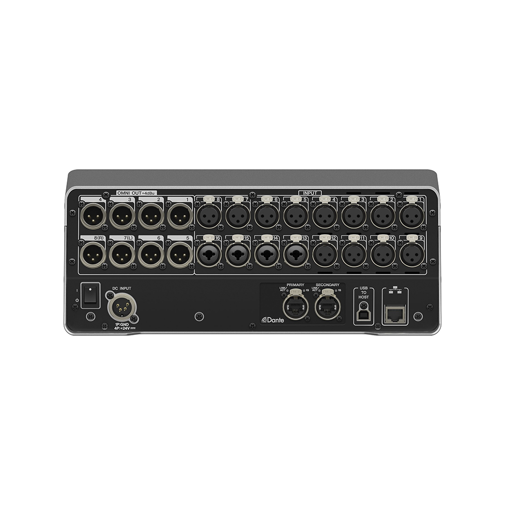 Mezcladora digital para grabación o en vivo 16 x 8 pantalla tactil 9" con puertos Dante incorporado