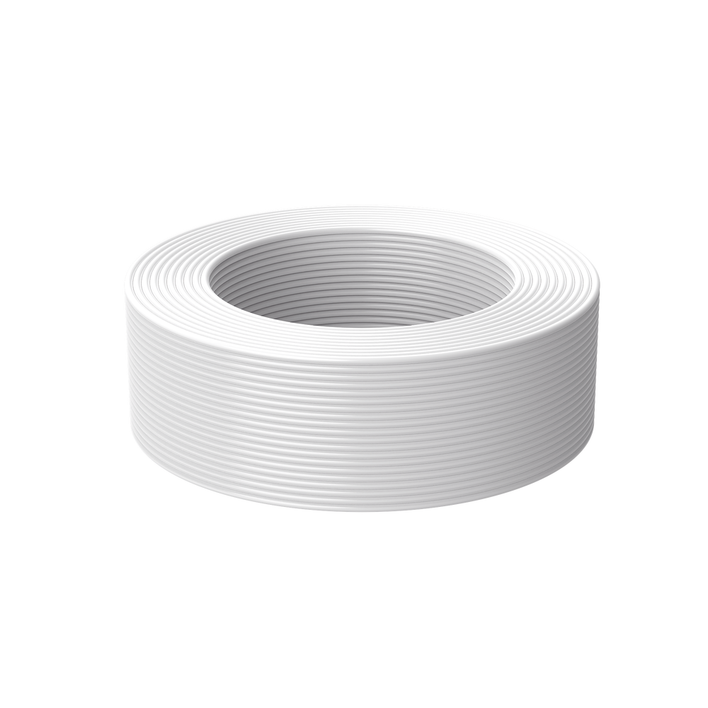 Bobina de 100 Metros (328.08 Pies) de Cable Multifilar / CCA / 4 x 22 AWG / Color Blanco / PVC / CCAM / Uso en Interior / Aplicaciones en Alarmas - Automatización