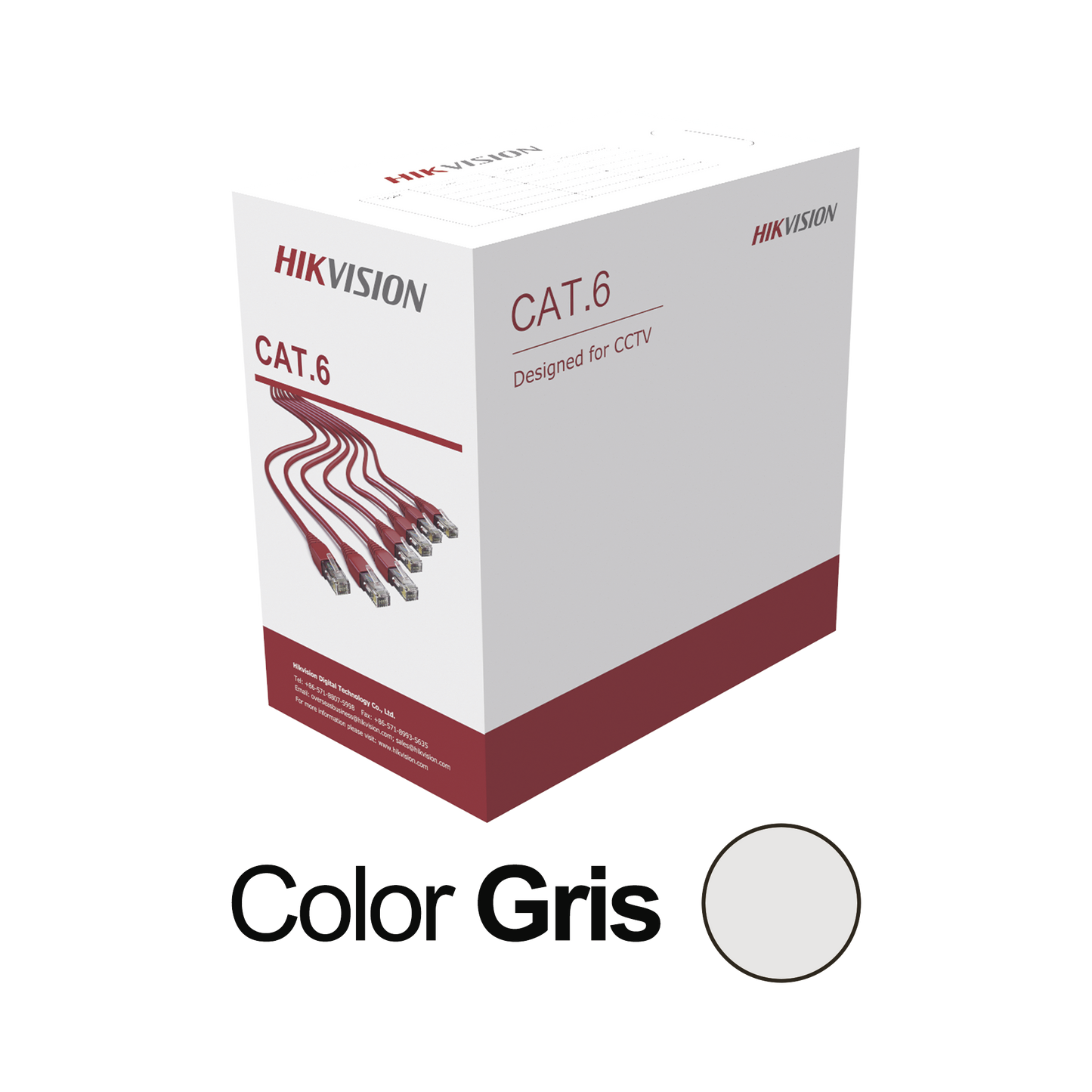 Bobina de cable UTP 305 mts / Cat6 (23 AWG) / Color Gris / PVC (CM) / Uso en Interior / 100% Cobre / Aplicaciones de CCTV y Redes de Datos