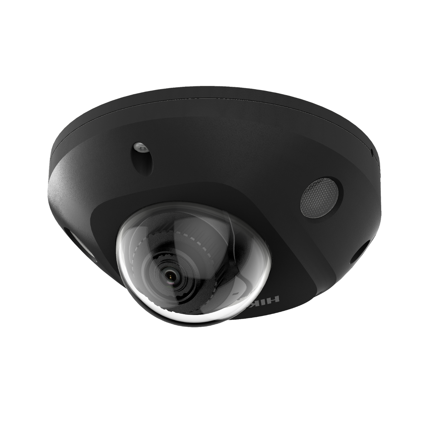 Mini Domo IP 4 Megapixel / Color Negro / Lente 2.8 mm / Micrófono Integrado / 30 mts IR EXIR / Exterior IP67 / IK08 /  WDR 120 dB / PoE / Videoanaliticos (Filtro de Falsas Alarmas) / Entrada y Salida de Audio y Alarm