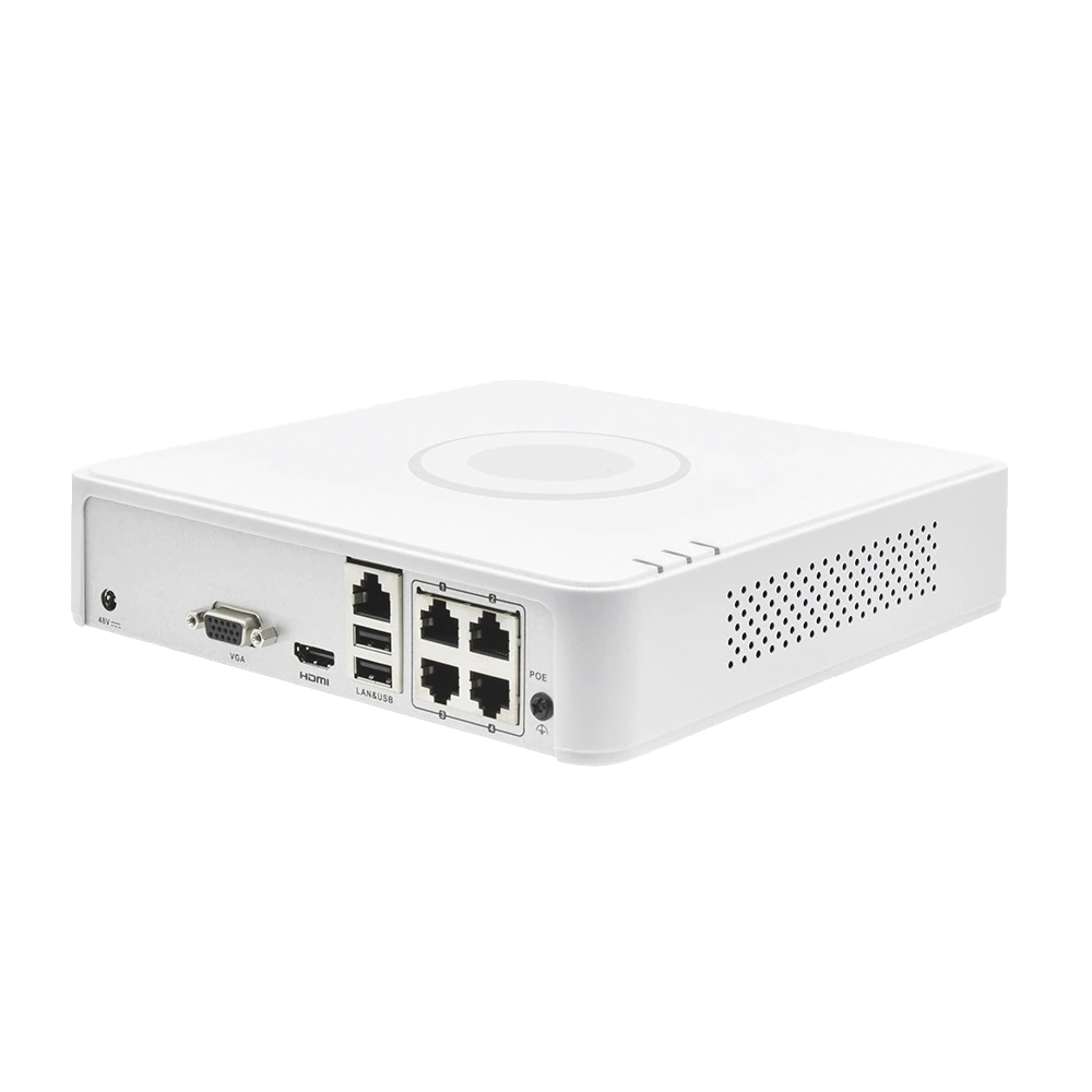 NVR 4 Megapixel (Compatible con Cámaras ACUSENSE) / 4 canales IP / 4 Puertos PoE /1 Bahía de Disco Duro / Salida de Vídeo Full HD