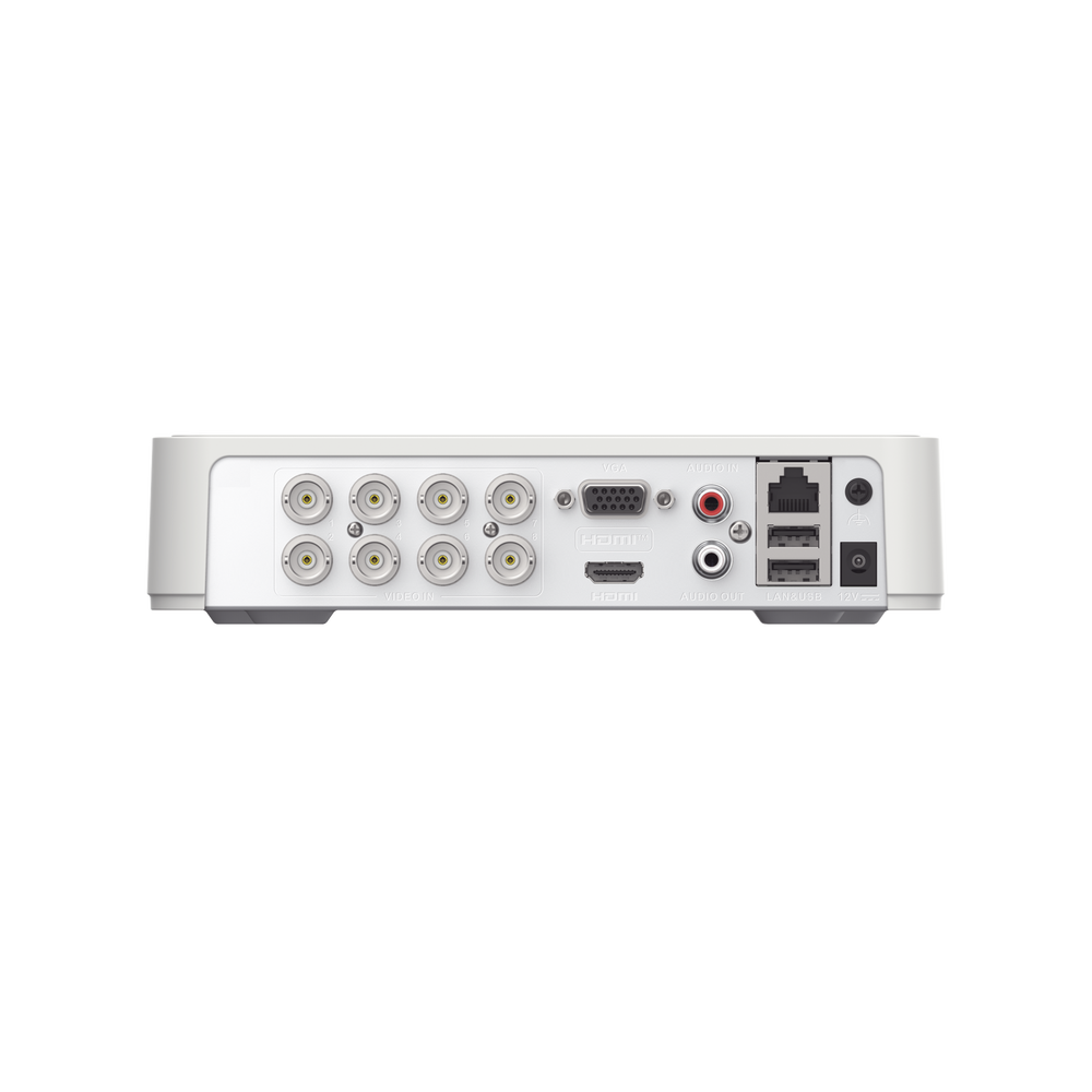 DVR 2 Megapixel (1080P) lite / 8 Canales TURBOHD / Motion Detection 2.0 (Busqueda Inteligente Personas Vehiculos) / 1 Bahía de Disco Duro / H.265+ / Audio por Coaxitrion y Audio Bidireccional / Detección de movimiento 2.0 / Salida de vídeo Fu