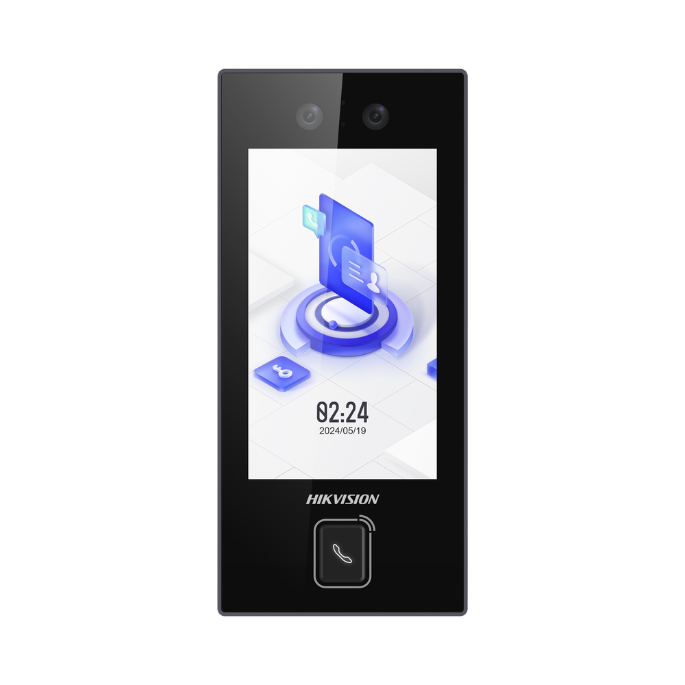 Terminal Facial Min Moe con BOTON DE LLAMADA FÍSICO / 3000 Rostros / Pantalla 4.5" / Administrable en la Nube con Hik-Connect Teams / Exterior IP65 / PoE / WiFi / HIK-IA / SIP Estandar