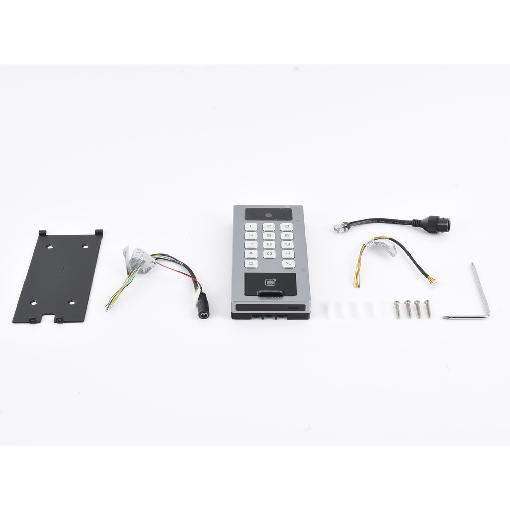 Terminal de Control de Acceso / Videoportero Multiapartamento Llamada a App / Teclado / Exterior Antivandálico IP65 & IK09 / Huella, Tarjeta, Código QR, PIN o App Hik-Connect / Cámara 2 MP compatible con NVRs