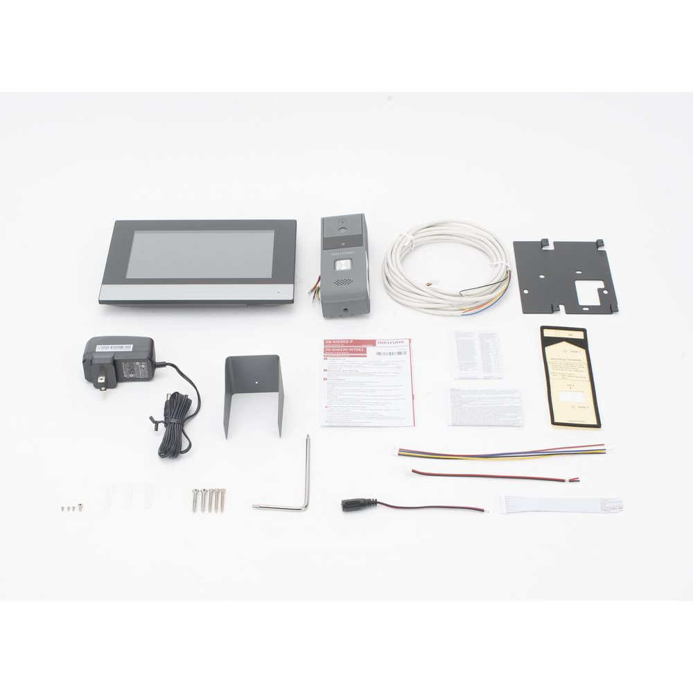 Kit de Videoportero Analógico de Metal / IP a 4 Hilos con Función de Llamada a App Hik-Connect / Monitor se Conecta a Internet por Cable o WiFi y por 4 Hilos al Frente de Calle IP65 / Expandible a Mas Equipos