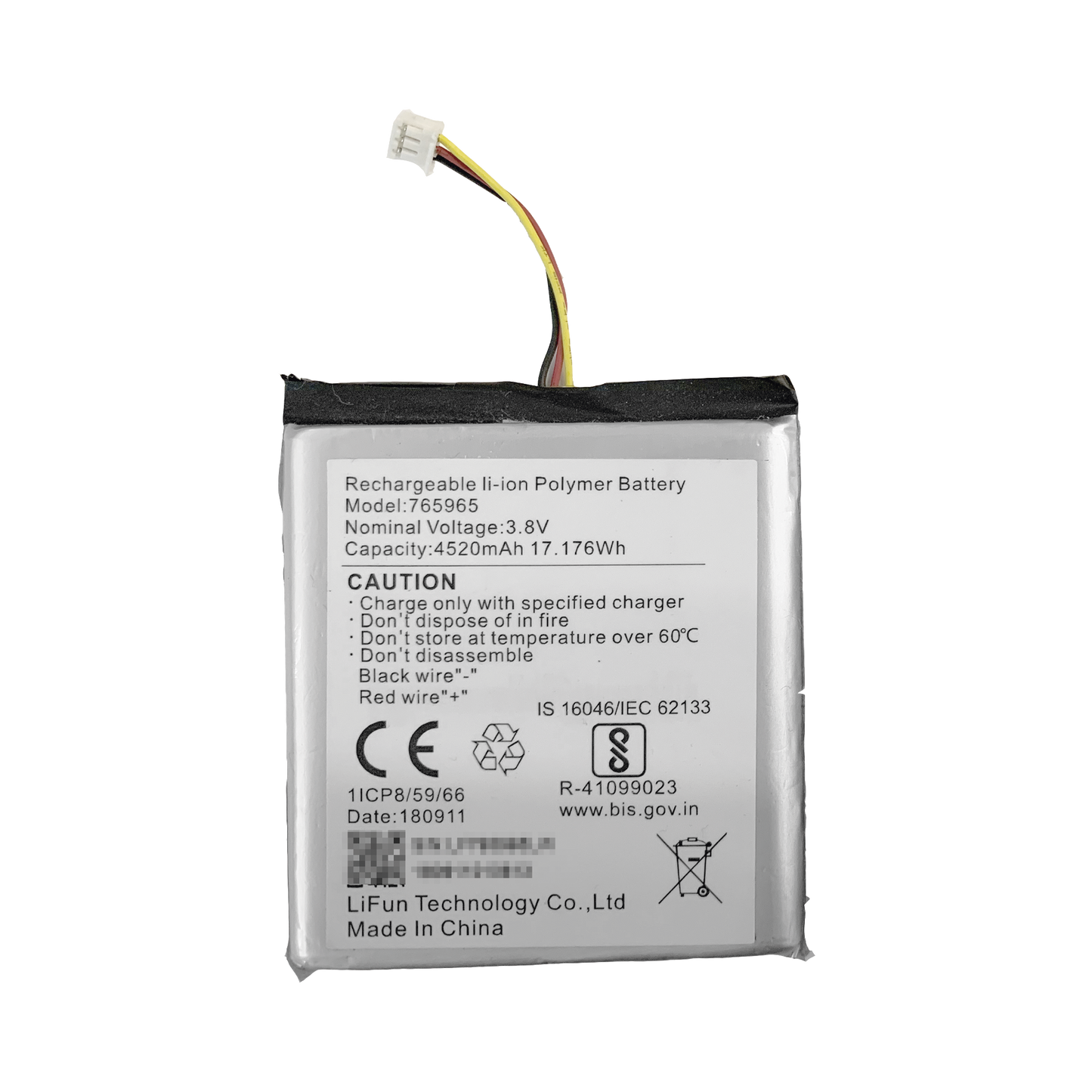 Batería de Respaldo para Panel de Alarma Hikvision / 4520 mAh / Compatible con Paneles AX PRO - AX HUB - Hibrido Versión 1 (DS-PHA64-W4P) y Repetidor AX PRO DS-PR1-WB