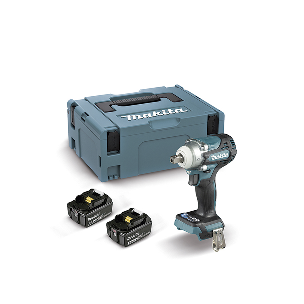 Llave de Impacto BL de 1/2", 18 V 5.0 Ah LXT, Máximo Apriete 330 Nm. Incluye 2 Baterías de 5.0 Ah, Cargador Rápido 18 V LTX y Maletín Makpac.