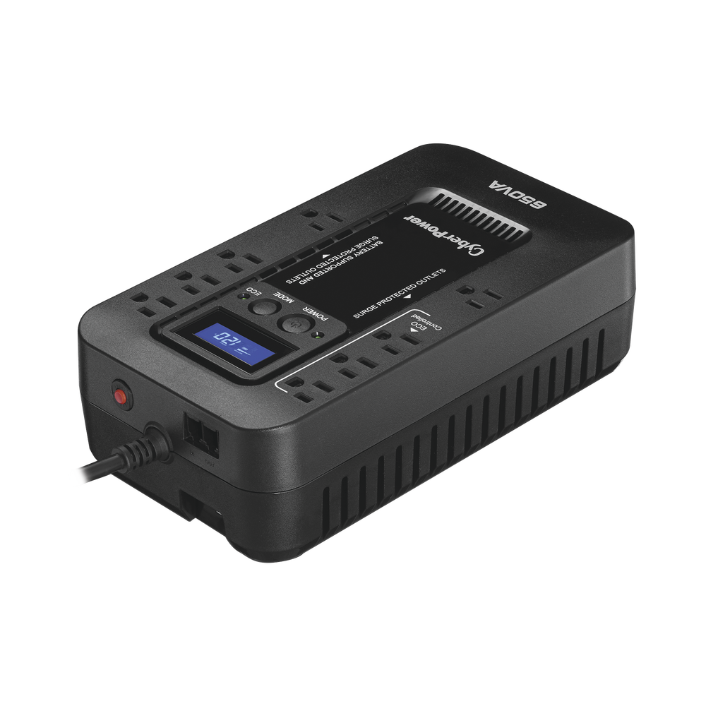 UPS de 650 VA/390 W, Topología Standby con Modo Ahorrador ECO, Entrada 120 Vca NEMA 5-15P, Con 8 Tomas NEMA 5-15R
