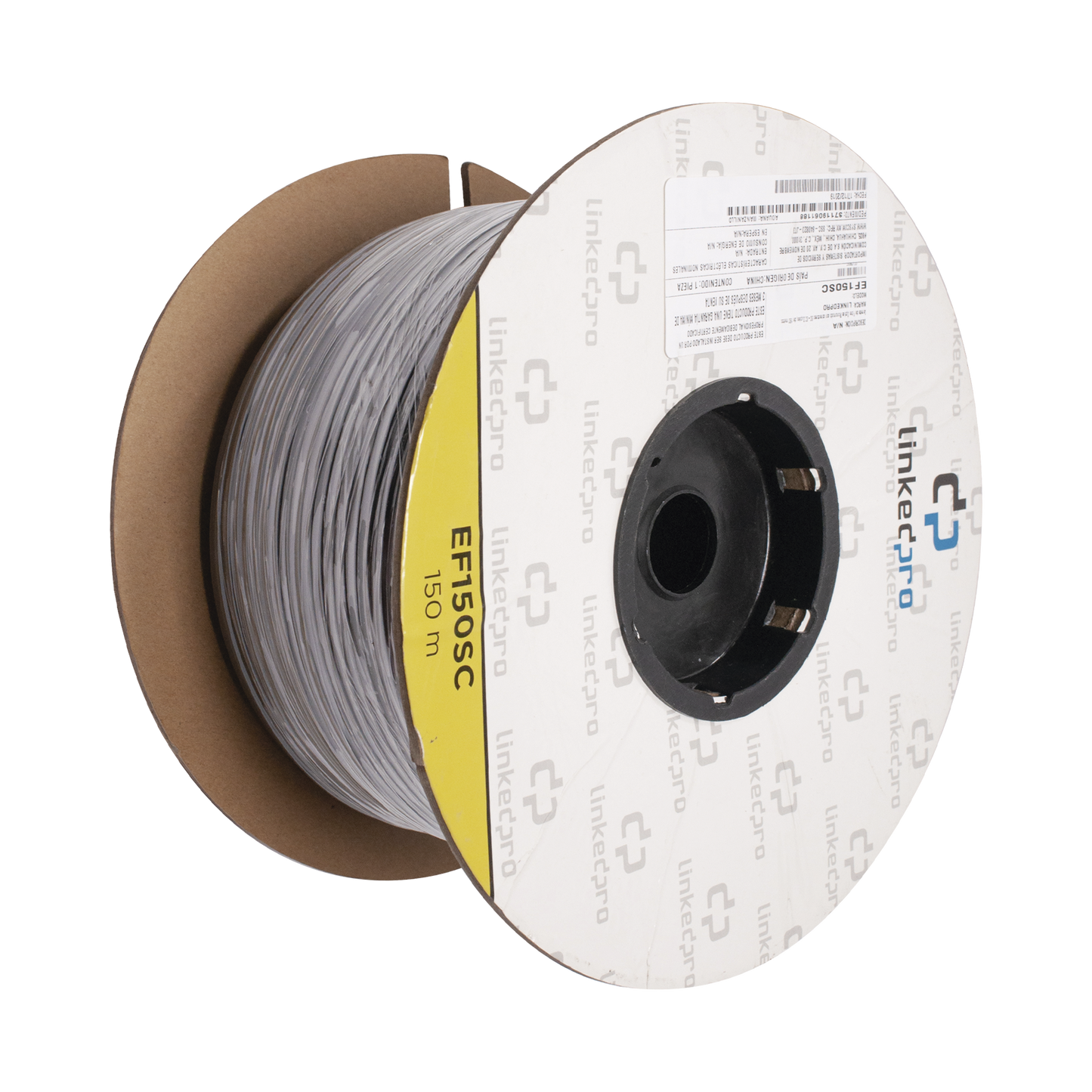 Carrete de Fibra Óptica Monomodo con Conectores SC-SC Duplex, Reforzada con Kevlar, de 150 Metros (492.13 Pies), Para Instalaciones Subterráneas por Tubería