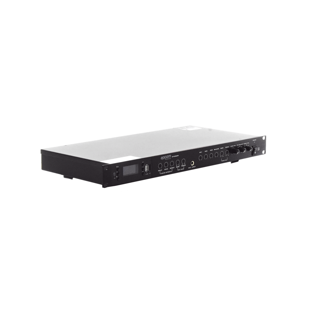 Amplificador de Audio | 2 x 60W | Baja Impedancia 4 - 8Ω | Reproductor Bluetooth, USB, SD | Efectos Integrados Delay, Echo, Repeat
