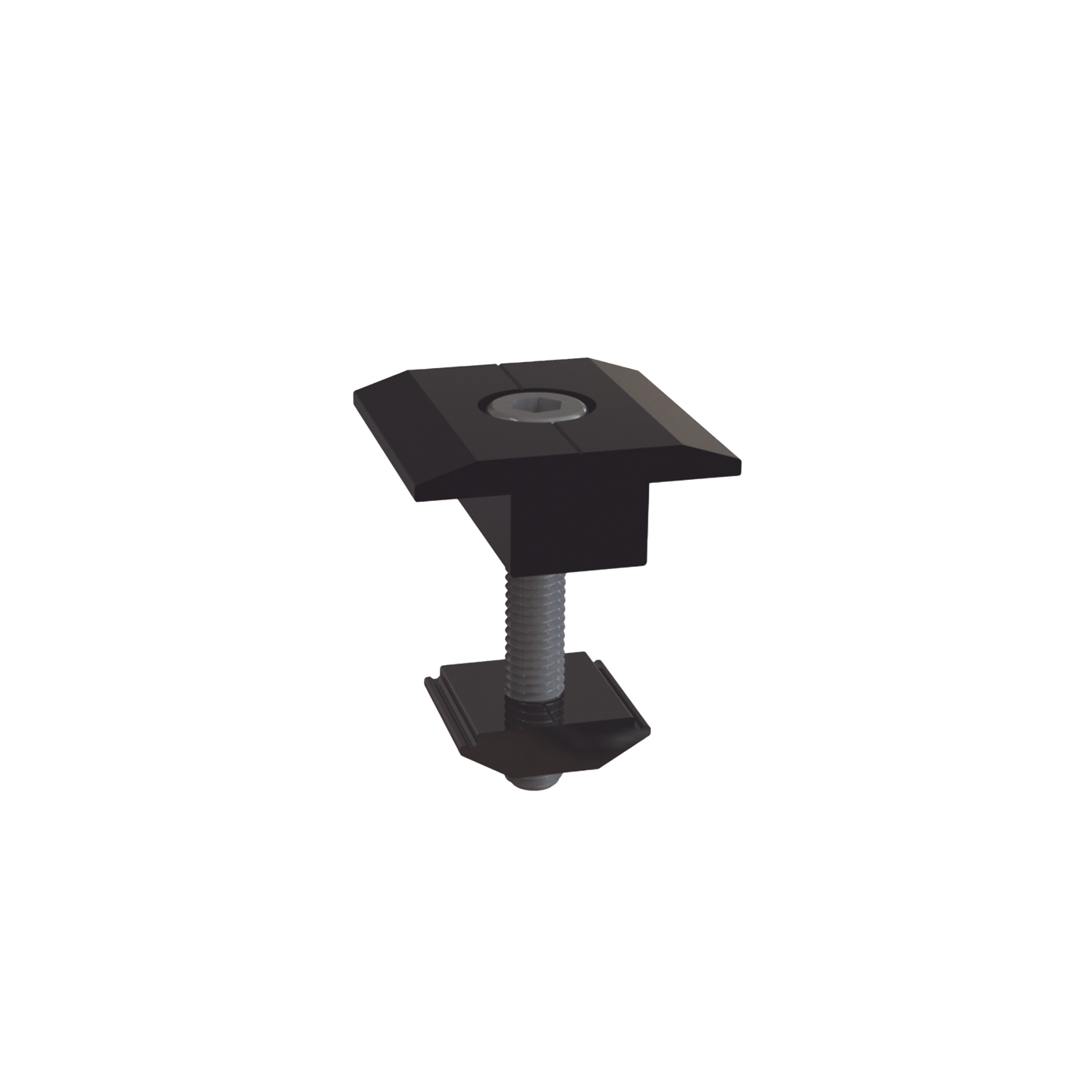 Sujetador Intermedio 30 mm para montaje de paneles solares en riel 5 Y 8 con anodizado negro