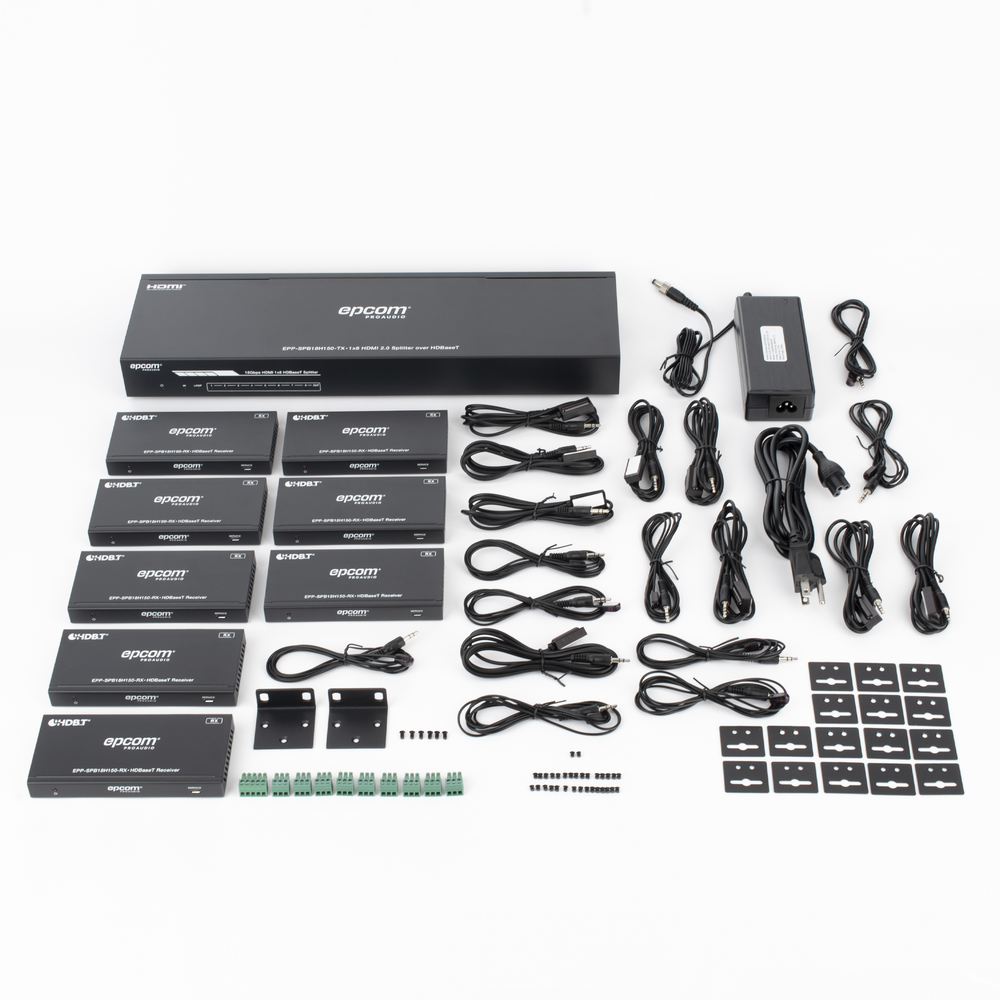Splitter mas Extensor de Video | 1x8 | ProAV | HDBaseT™ | 120m en 4K@60Hz | 150m en 1080p@60Hz | Cat6/6a/7 | Gestión Avanzada EDID | Control IR y RS232 | PoC | Salida de Audio