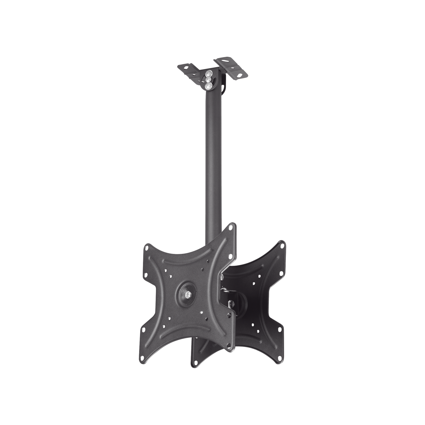 Montaje de Techo Universal Doble para Monitores de 17 a 42" | Soporta hasta 22 KG x monitor/ VESA 75X75, 100X100, 200X200 / Acero / Montaje Telescopico de 50 cm hasta 80cm
