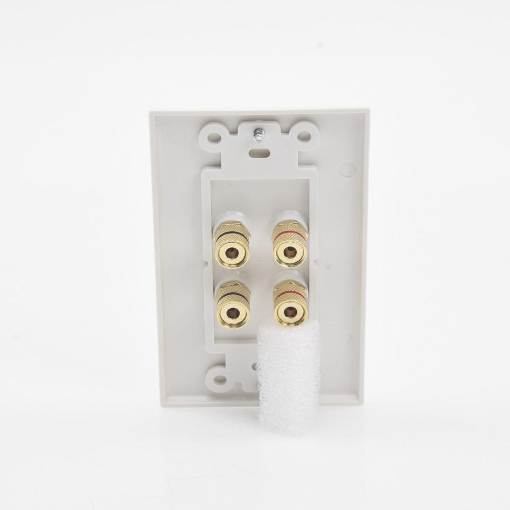 Placa de Pared | Postes de Unión Tipo Banana | Conexión para 2 Altavoces | Fácil Instalación | Conectores Chapados en Oro
