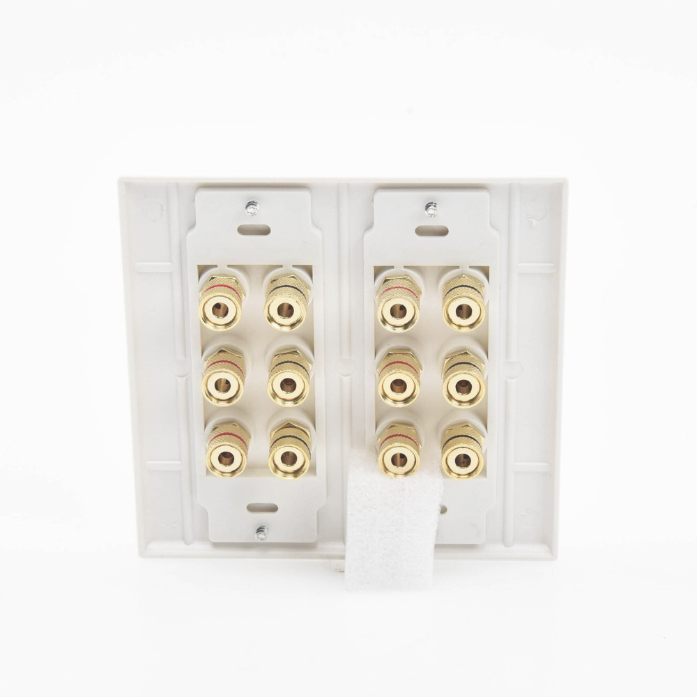 Placa de Pared | Postes de Unión Tipo Banana | Conexión para 6 Altavoces | Fácil Instalación | Conectores Chapados en Oro