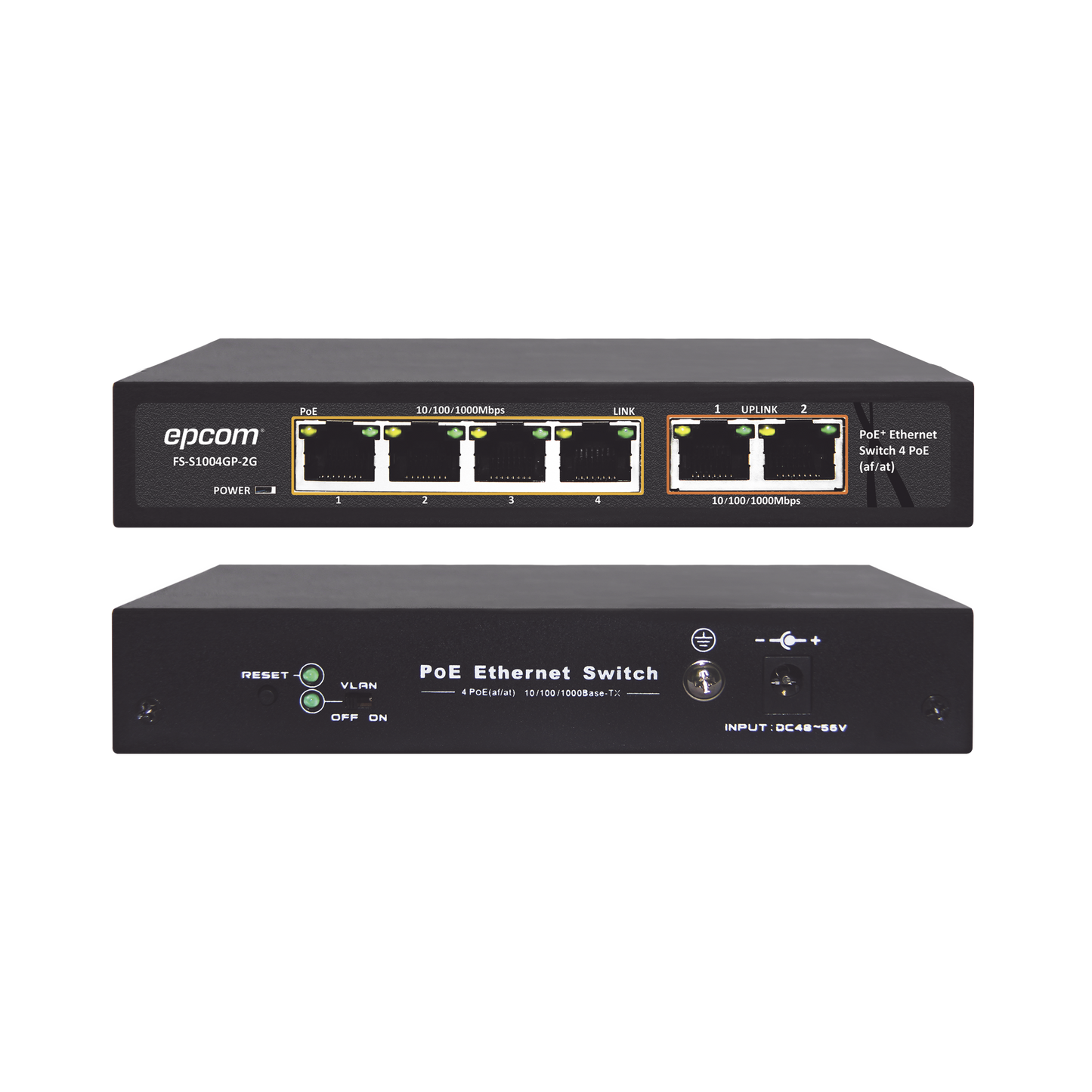 Switch PoE / 100 Metros PoE / 4 puertos 802.3af /at 10/100/1000 Mbps + 2 puerto uplink
