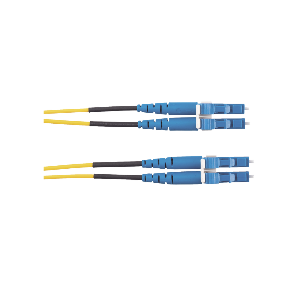 Jumper de Fibra Optica Monomodo 9/125 OS2, LC-LC Duplex, LSZH, Color Amarillo, 10 Metros (32.81 Pies)