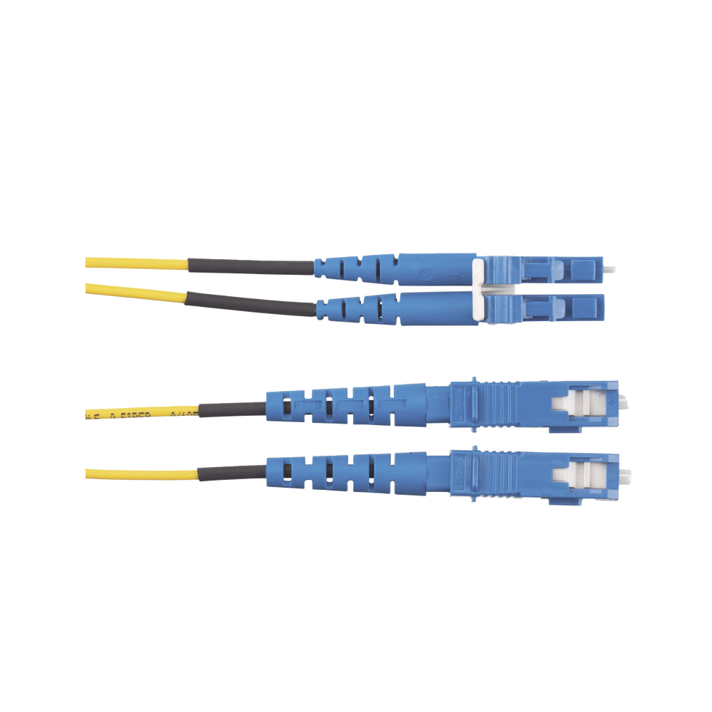 Jumper de Fibra Optica Monomodo 9/125 OS2, LC-SC Duplex, OFNR (Riser), Color Amarillo, 5 Metros (16.40 Pies)