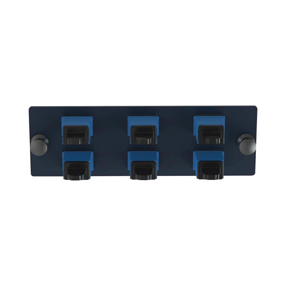 Placa Acopladora de Fibra Óptica FAP, Con 6 Conectores SC Simplex (6 Fibras), Para Fibra Monomodo OS1/OS2, Color Azul
